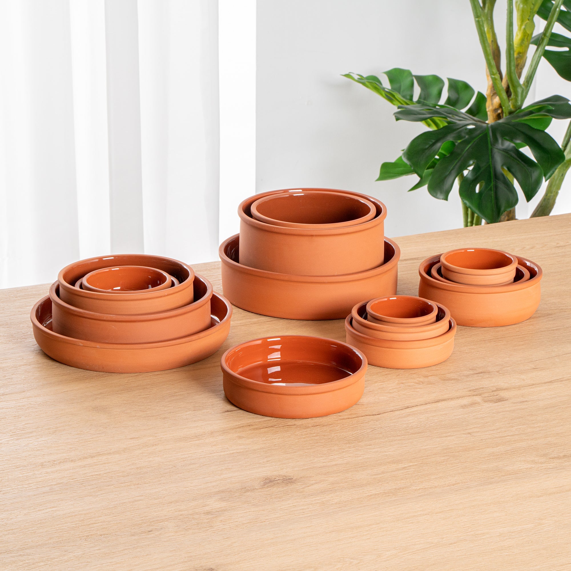 Terra Tek 15 oz Terracotta Cazuela Bowl - Brown Glazed Interior, Oven-Safe, Microwave-Safe - 6 1/4" x 6 1/4" x 1 1/2" - 10 count box
