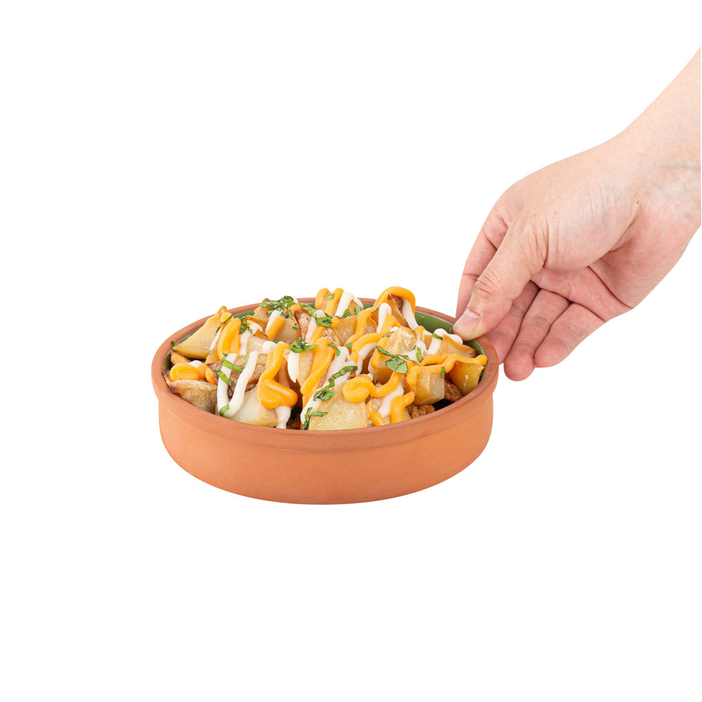 Terra Tek 15 oz Terracotta Cazuela Bowl - Green Glazed Interior, Oven-Safe, Microwave-Safe - 6 1/4" x 6 1/4" x 1 1/2" - 2 count box