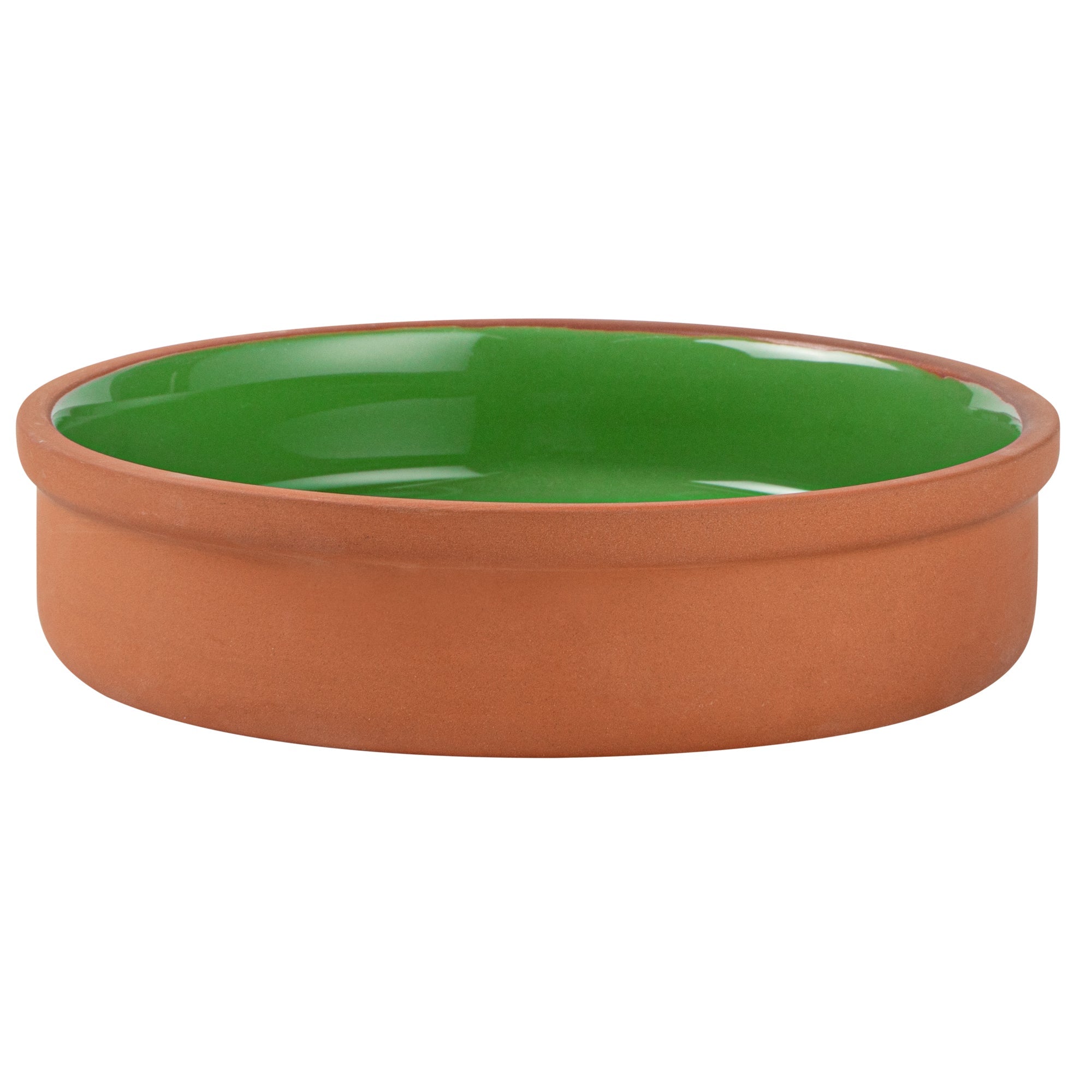 Terra Tek 15 oz Terracotta Cazuela Bowl - Green Glazed Interior, Oven-Safe, Microwave-Safe - 6 1/4" x 6 1/4" x 1 1/2" - 10 count box