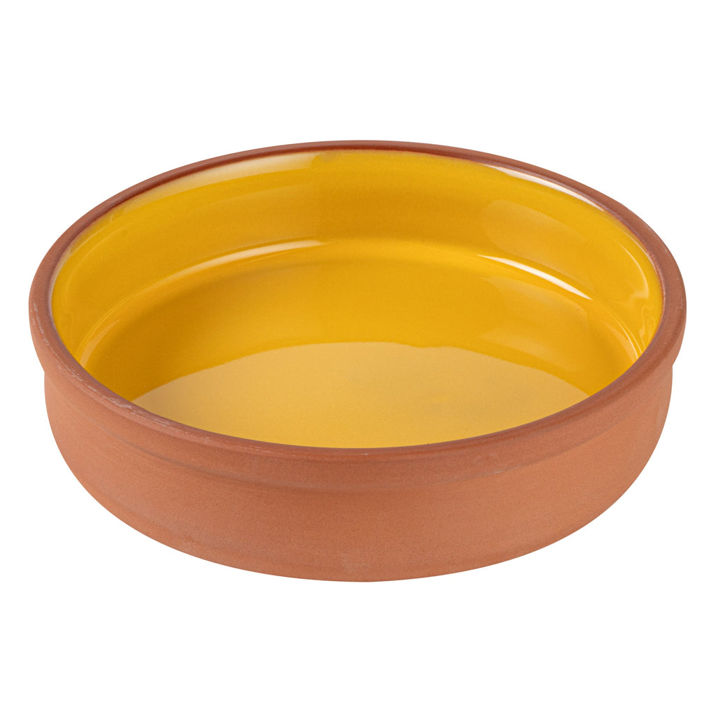 Terra Tek 15 oz Terracotta Cazuela Bowl - Yellow Glazed Interior, Oven-Safe, Microwave-Safe - 6 1/4" x 6 1/4" x 1 1/2" - 2 count box