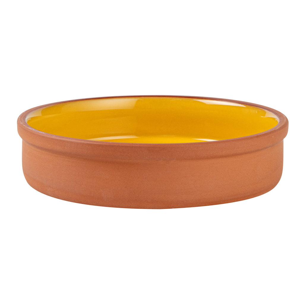 Terra Tek 15 oz Terracotta Cazuela Bowl - Yellow Glazed Interior, Oven-Safe, Microwave-Safe - 6 1/4" x 6 1/4" x 1 1/2" - 2 count box