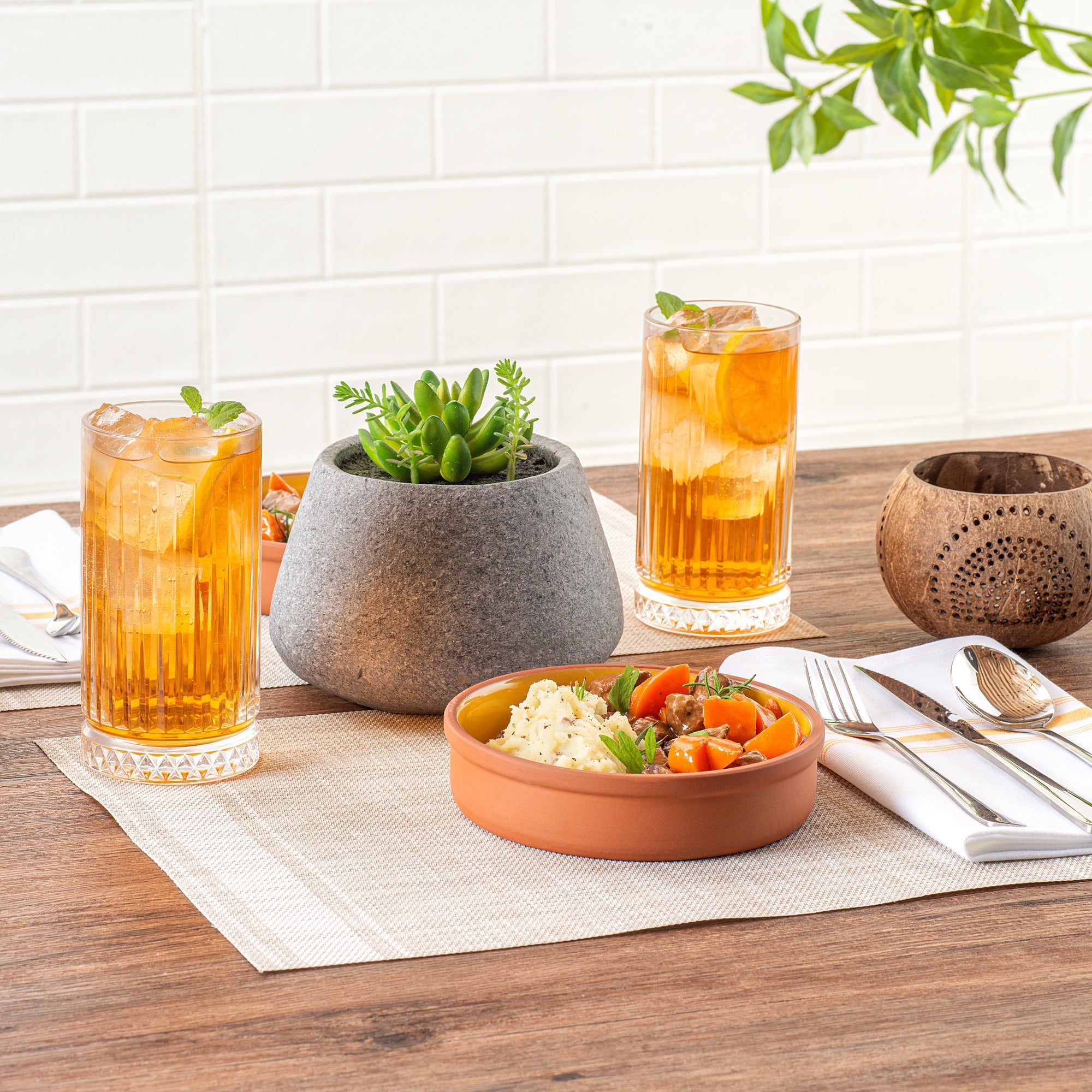 Terra Tek 15 oz Terracotta Cazuela Bowl - Yellow Glazed Interior, Oven-Safe, Microwave-Safe - 6 1/4" x 6 1/4" x 1 1/2" - 2 count box