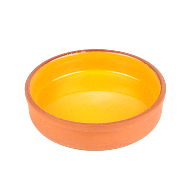 Terra Tek 15 oz Terracotta Cazuela Bowl - Yellow Glazed Interior, Oven-Safe, Microwave-Safe - 6 1/4" x 6 1/4" x 1 1/2" - 10 count box