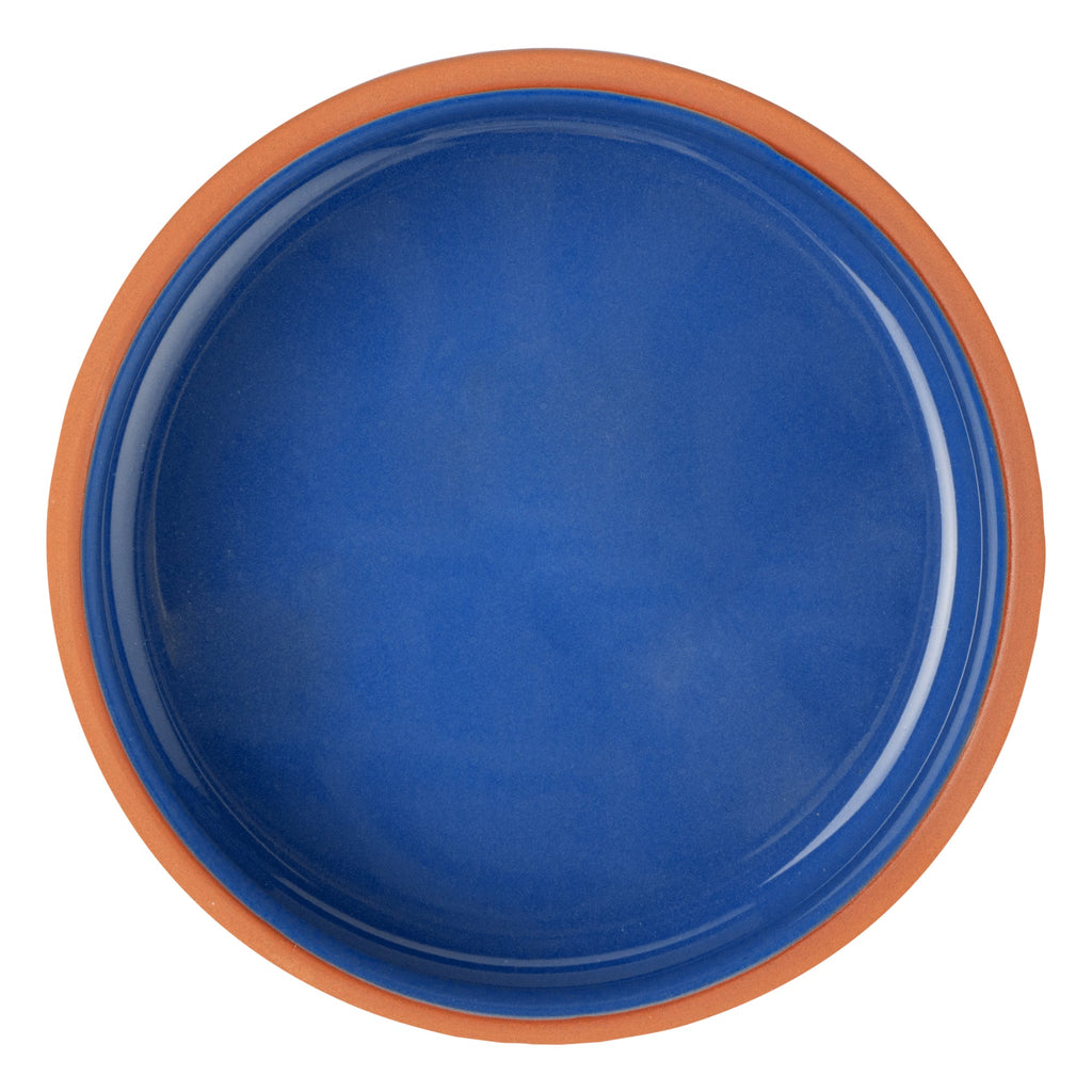 Terra Tek 17 oz Terracotta Cazuela Bowl - Blue Glazed Interior, Oven-Safe, Microwave-Safe - 5 3/4" x 5 3/4" x 2" - 10 count box