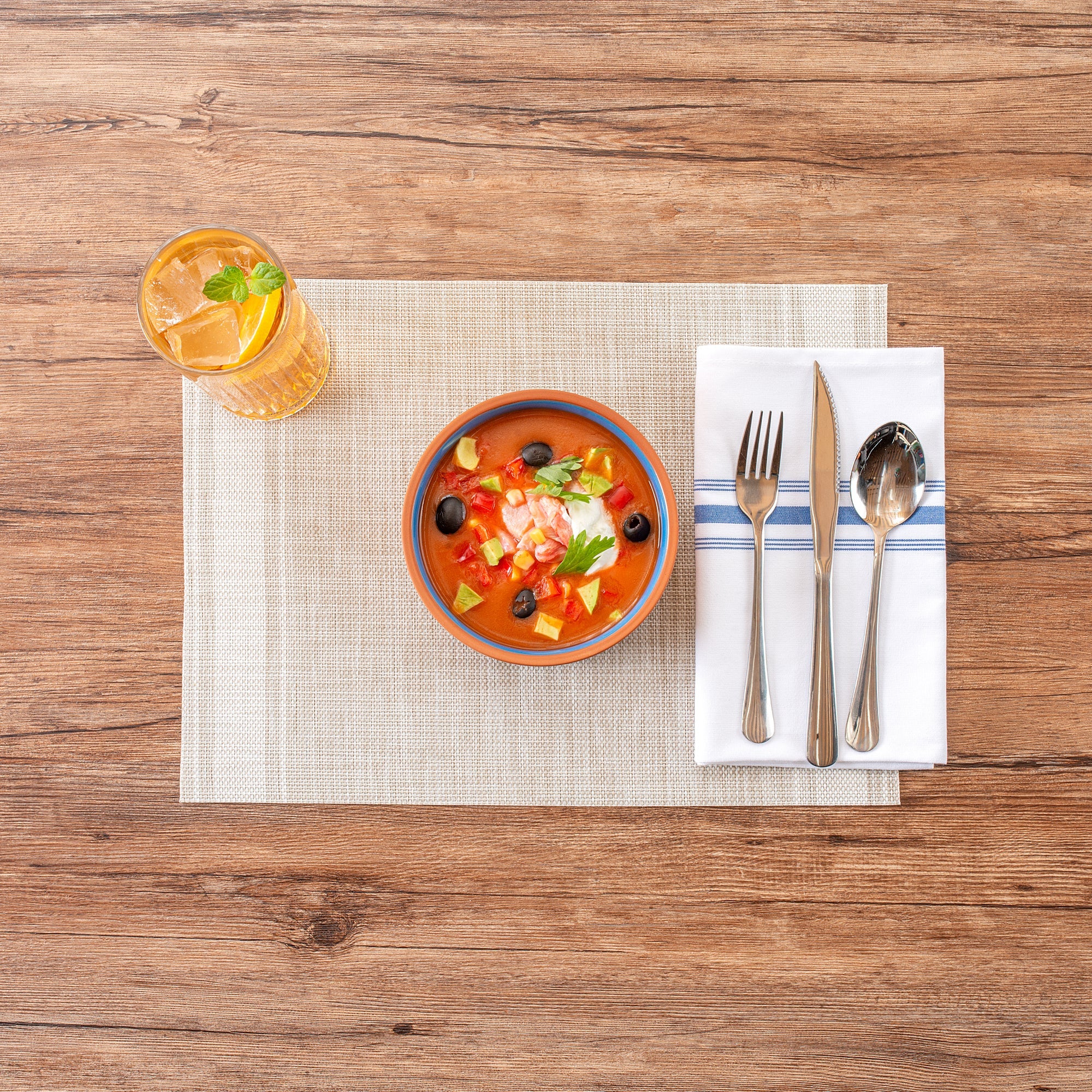 Terra Tek 17 oz Terracotta Cazuela Bowl - Blue Glazed Interior, Oven-Safe, Microwave-Safe - 5 3/4" x 5 3/4" x 2" - 10 count box