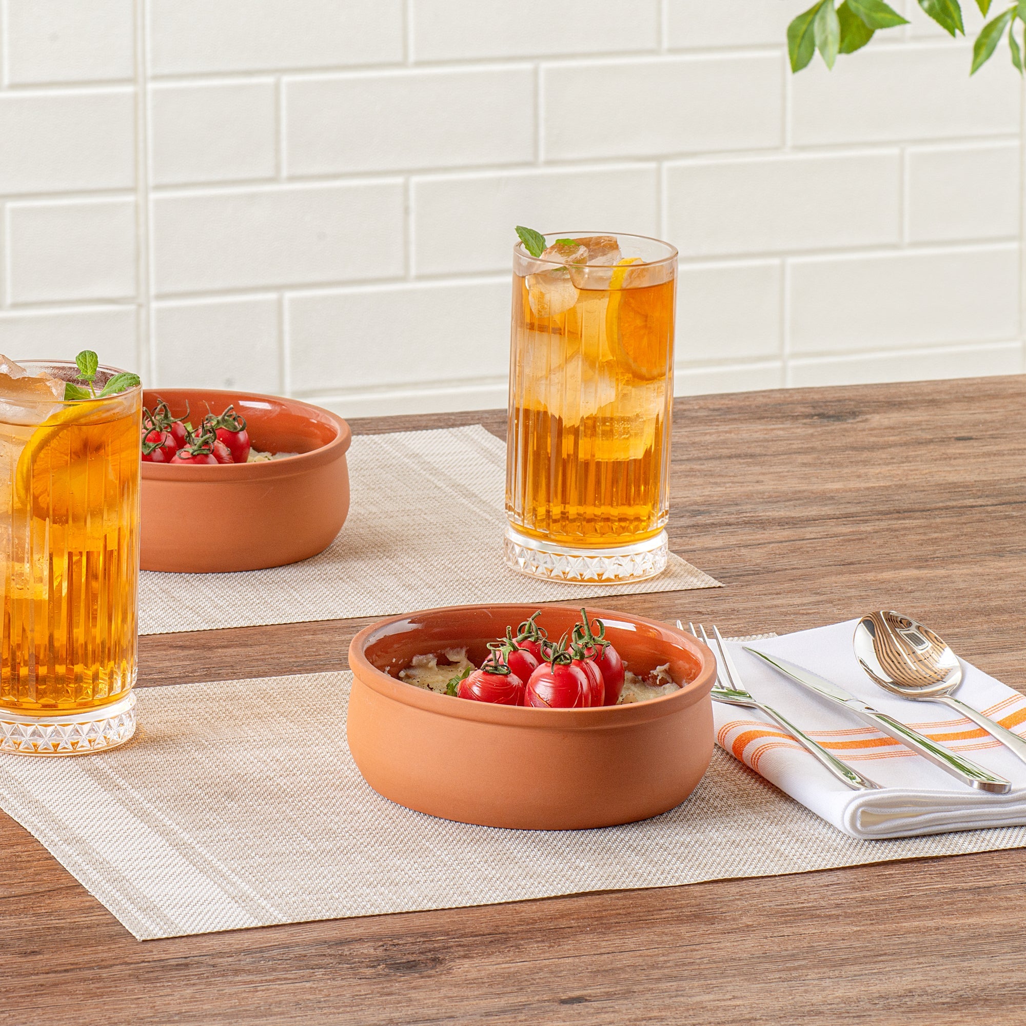 Terra Tek 17 oz Terracotta Cazuela Bowl - Brown Glazed Interior, Oven-Safe, Microwave-Safe - 5 3/4" x 5 3/4" x 2" - 2 count box
