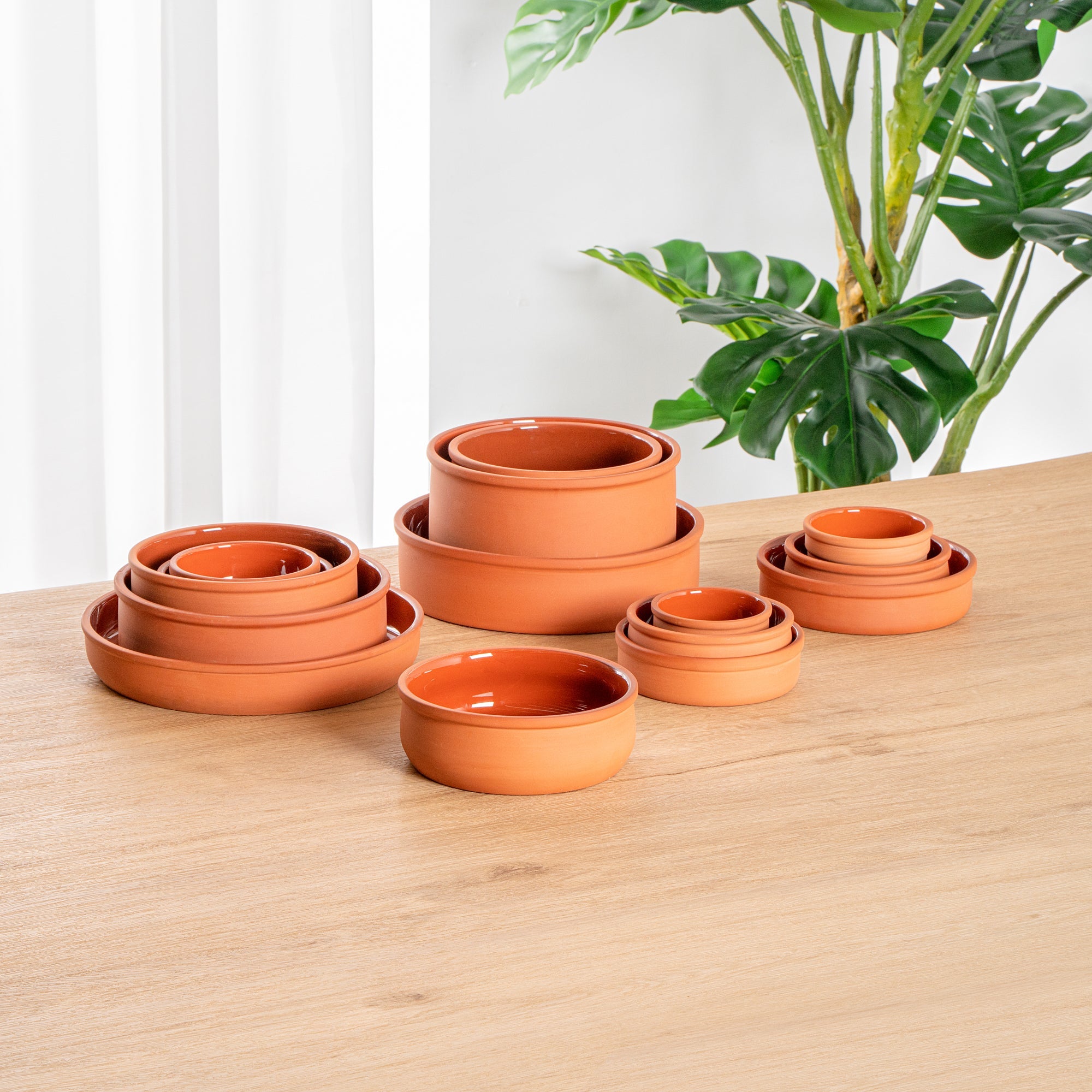 Terra Tek 17 oz Terracotta Cazuela Bowl - Brown Glazed Interior, Oven-Safe, Microwave-Safe - 5 3/4" x 5 3/4" x 2" - 2 count box