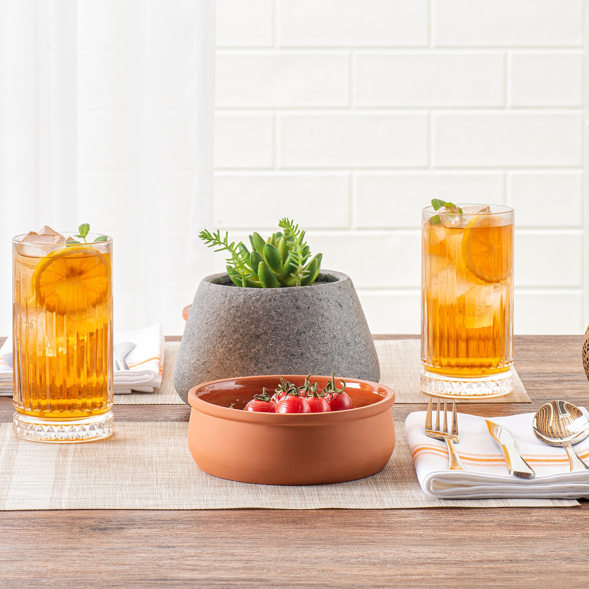 Terra Tek 17 oz Terracotta Cazuela Bowl - Brown Glazed Interior, Oven-Safe, Microwave-Safe - 5 3/4" x 5 3/4" x 2" - 10 count box
