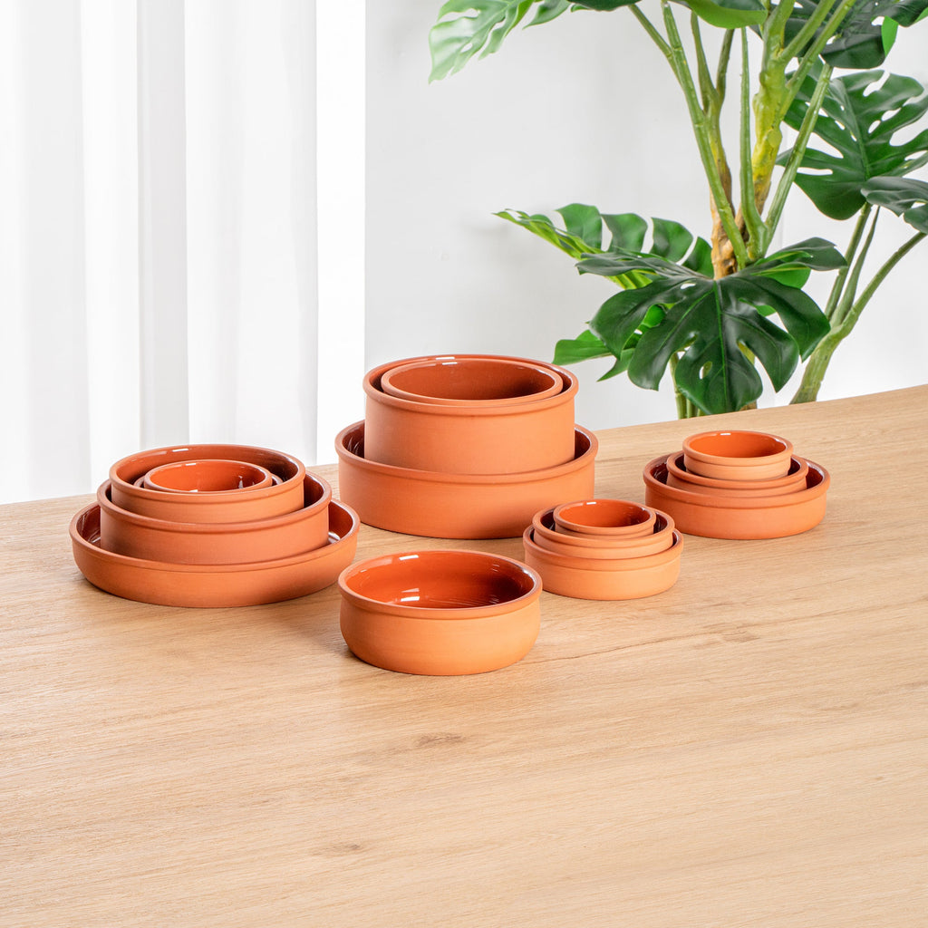 Terra Tek 17 oz Terracotta Cazuela Bowl - Brown Glazed Interior, Oven-Safe, Microwave-Safe - 5 3/4" x 5 3/4" x 2" - 10 count box