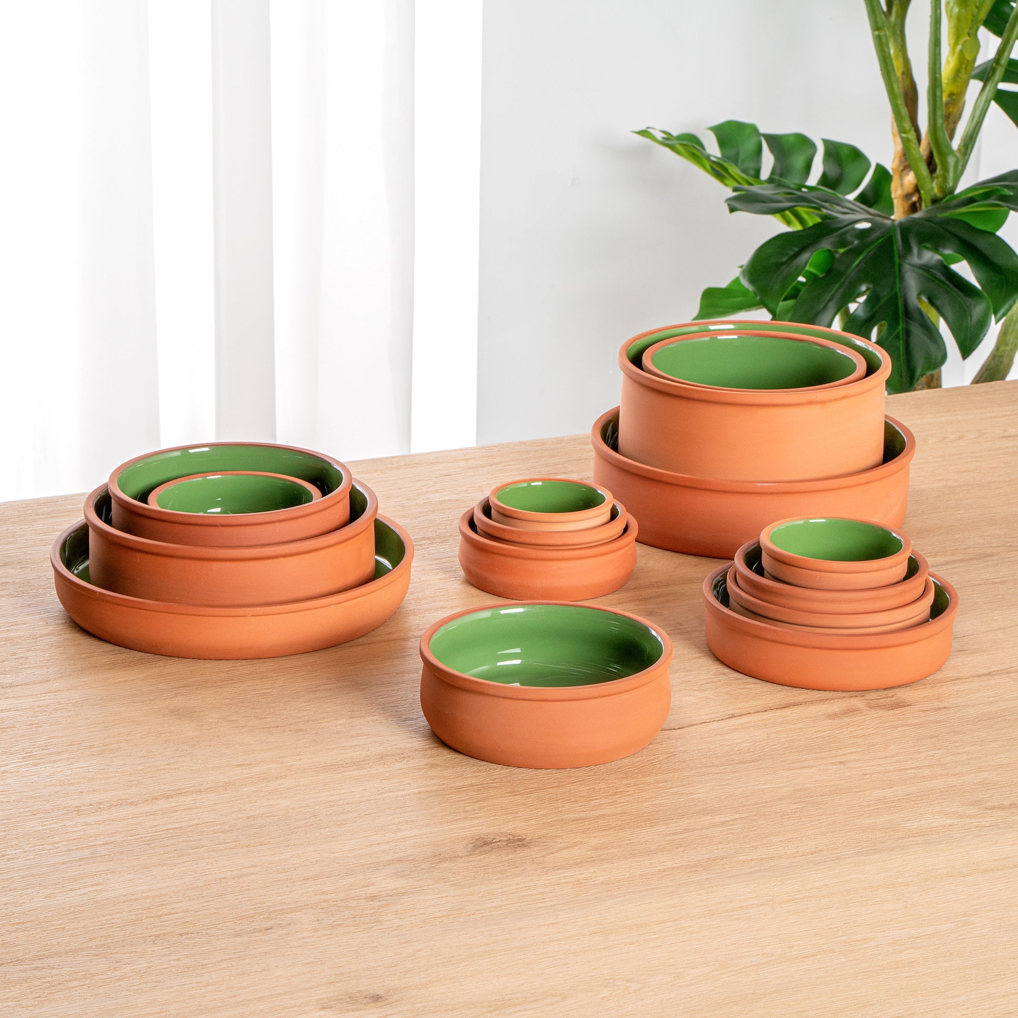 Terra Tek 17 oz Terracotta Cazuela Bowl - Green Glazed Interior, Oven-Safe, Microwave-Safe - 5 3/4" x 5 3/4" x 2" - 2 count box