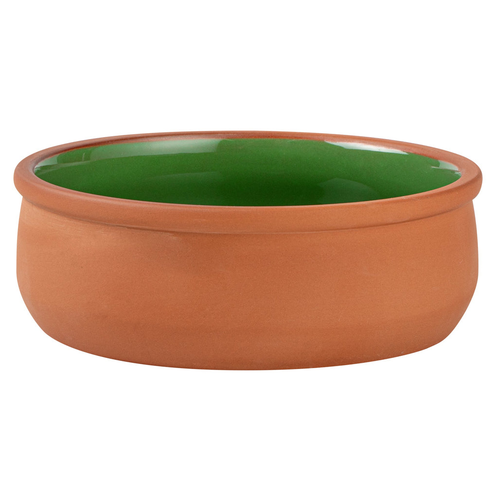 Terra Tek 17 oz Terracotta Cazuela Bowl - Green Glazed Interior, Oven-Safe, Microwave-Safe - 5 3/4" x 5 3/4" x 2" - 10 count box