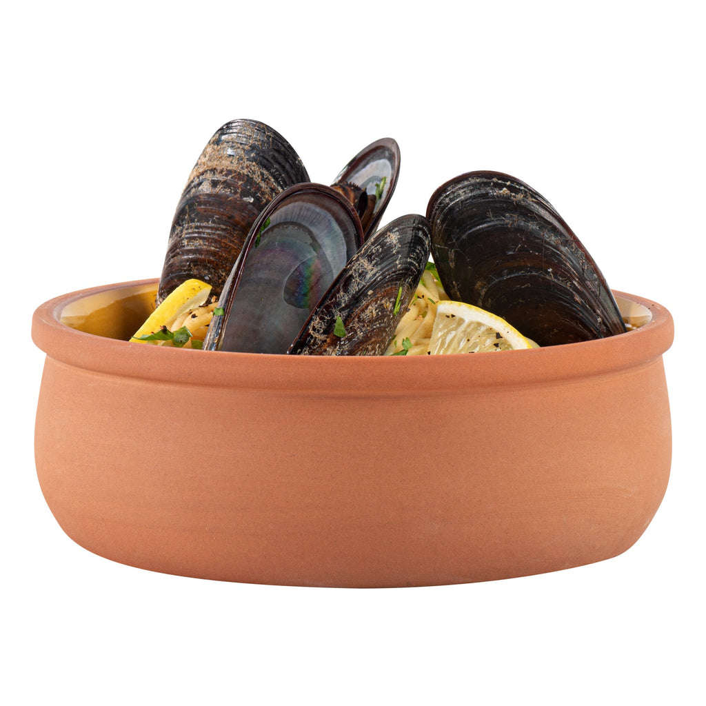 Terra Tek 17 oz Terracotta Cazuela Bowl - Yellow Glazed Interior, Oven-Safe, Microwave-Safe - 5 3/4" x 5 3/4" x 2" - 2 count box