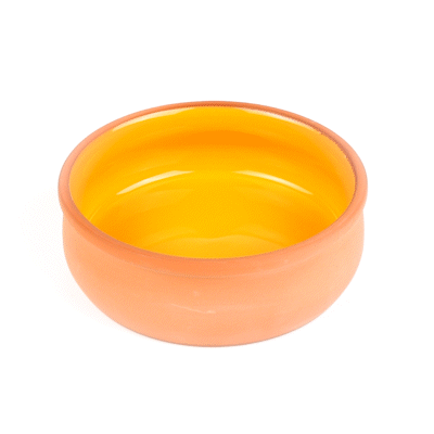 Terra Tek 17 oz Terracotta Cazuela Bowl - Yellow Glazed Interior, Oven-Safe, Microwave-Safe - 5 3/4" x 5 3/4" x 2" - 2 count box