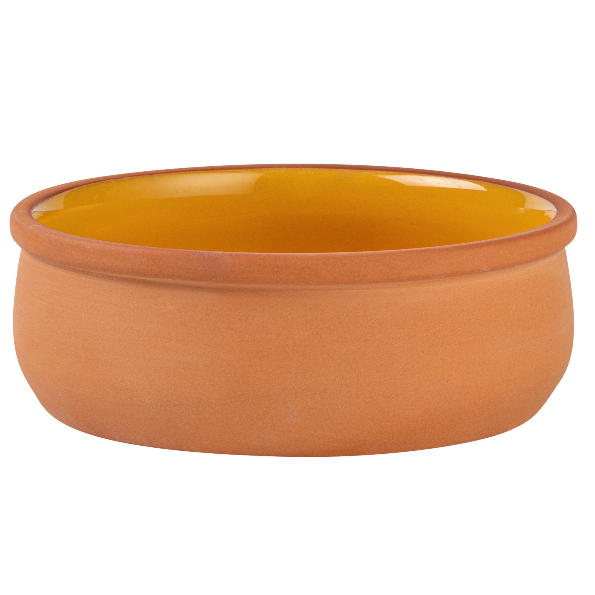 Terra Tek 17 oz Terracotta Cazuela Bowl - Yellow Glazed Interior, Oven-Safe, Microwave-Safe - 5 3/4" x 5 3/4" x 2" - 2 count box