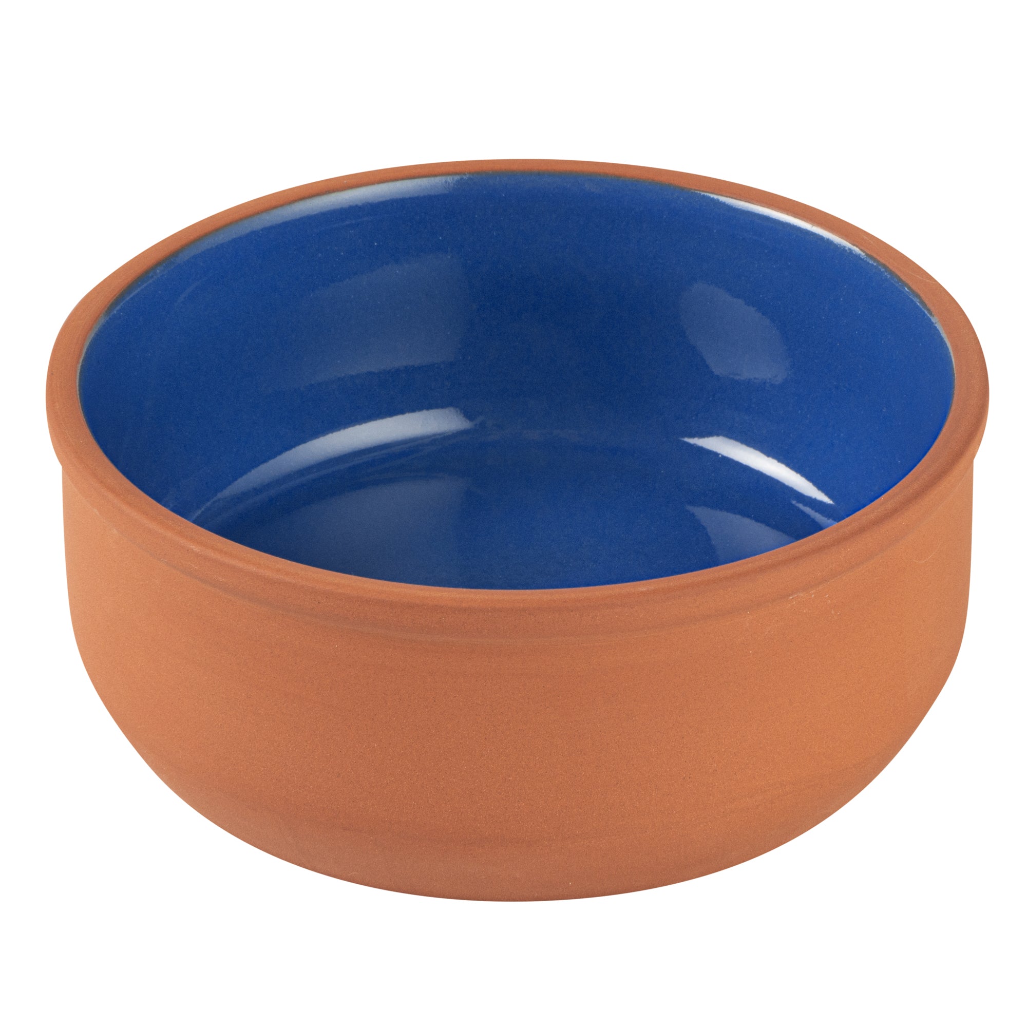 Terra Tek 27 oz Terracotta Cazuela Bowl - Blue Glazed Interior, Oven-Safe, Microwave-Safe - 6 1/4'' x 6 1/4'' x 2 1/2'' - 2 count box