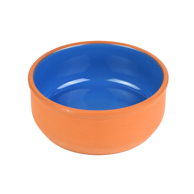 Terra Tek 27 oz Terracotta Cazuela Bowl - Blue Glazed Interior, Oven-Safe, Microwave-Safe - 6 1/4'' x 6 1/4'' x 2 1/2'' - 2 count box