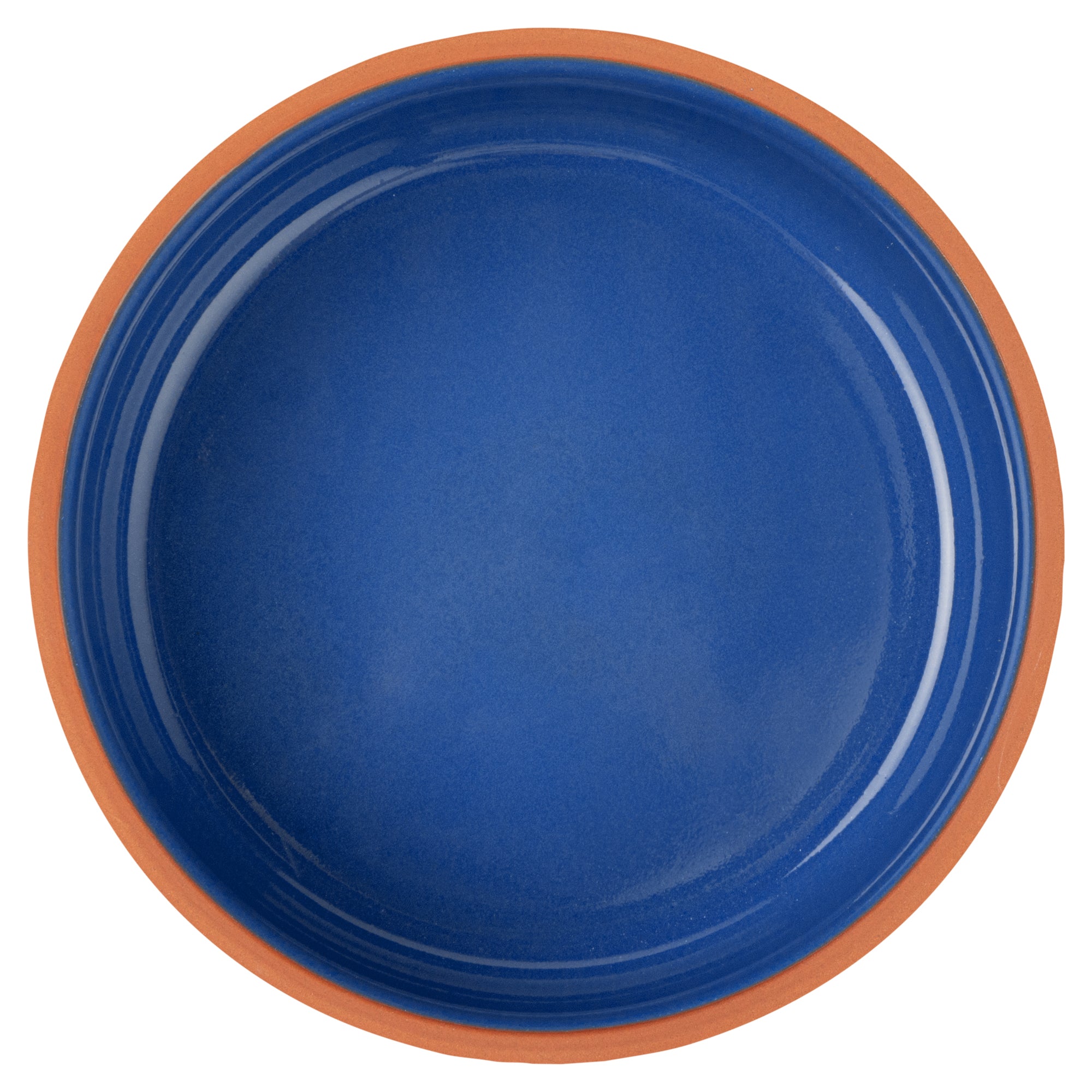 Terra Tek 27 oz Terracotta Cazuela Bowl - Blue Glazed Interior, Oven-Safe, Microwave-Safe - 6 1/4'' x 6 1/4'' x 2 1/2'' - 10 count box