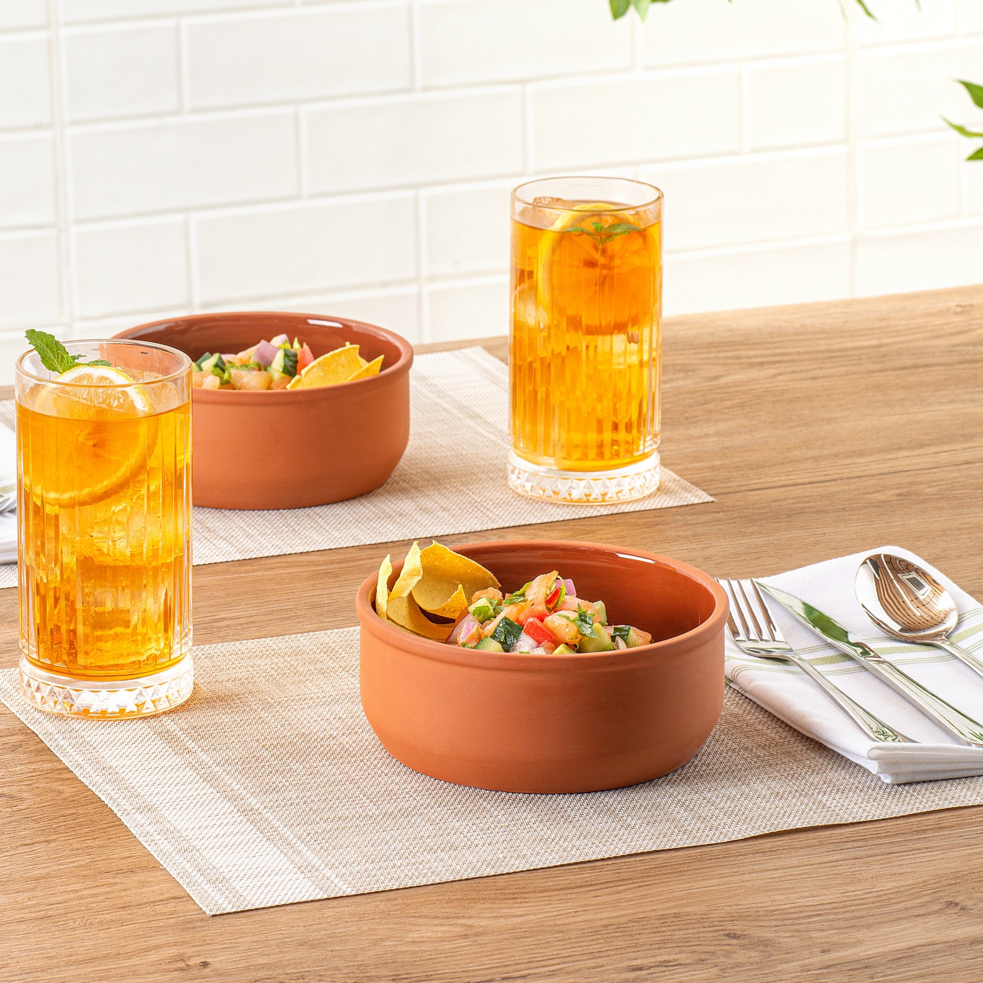 Terra Tek 27 oz Terracotta Cazuela Bowl - Brown Glazed Interior, Oven-Safe, Microwave-Safe - 6 1/4'' x 6 1/4'' x 2 1/2'' - 2 count box