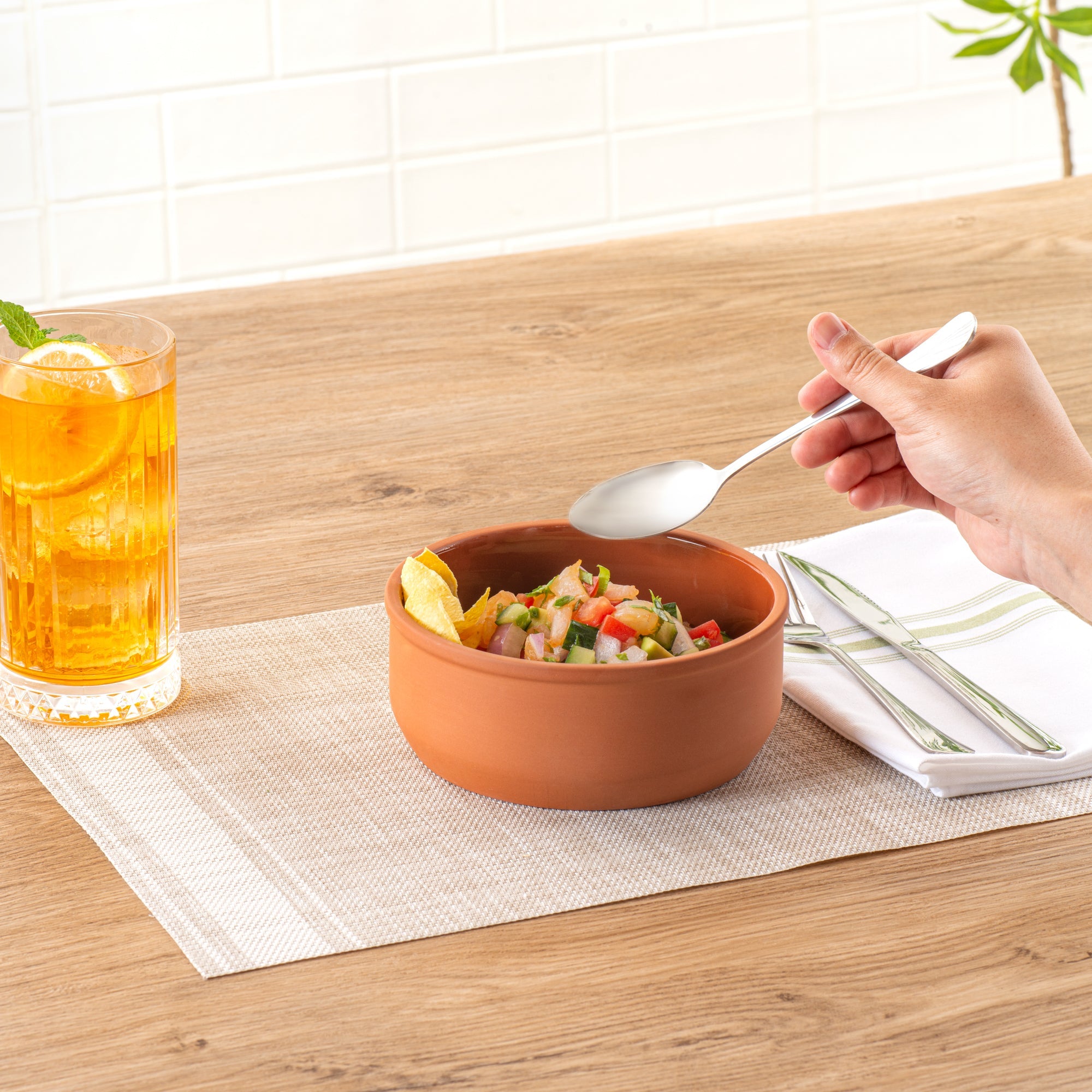 Terra Tek 27 oz Terracotta Cazuela Bowl - Brown Glazed Interior, Oven-Safe, Microwave-Safe - 6 1/4'' x 6 1/4'' x 2 1/2'' - 2 count box
