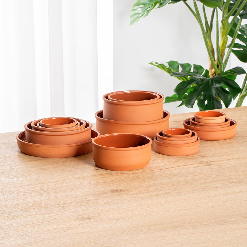 Terra Tek 27 oz Terracotta Cazuela Bowl - Brown Glazed Interior, Oven-Safe, Microwave-Safe - 6 1/4'' x 6 1/4'' x 2 1/2'' - 2 count box