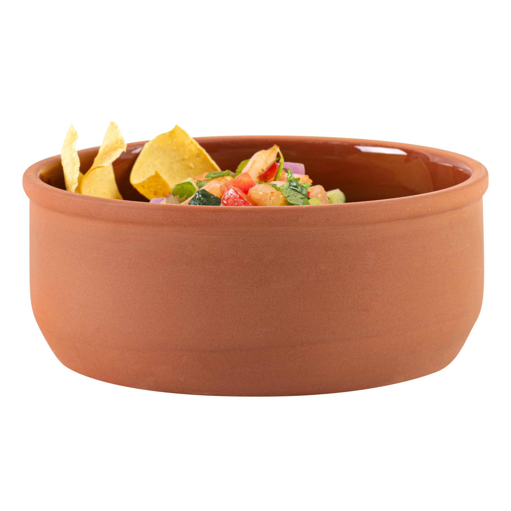Terra Tek 27 oz Terracotta Cazuela Bowl - Brown Glazed Interior, Oven-Safe, Microwave-Safe - 6 1/4'' x 6 1/4'' x 2 1/2'' - 10 count box