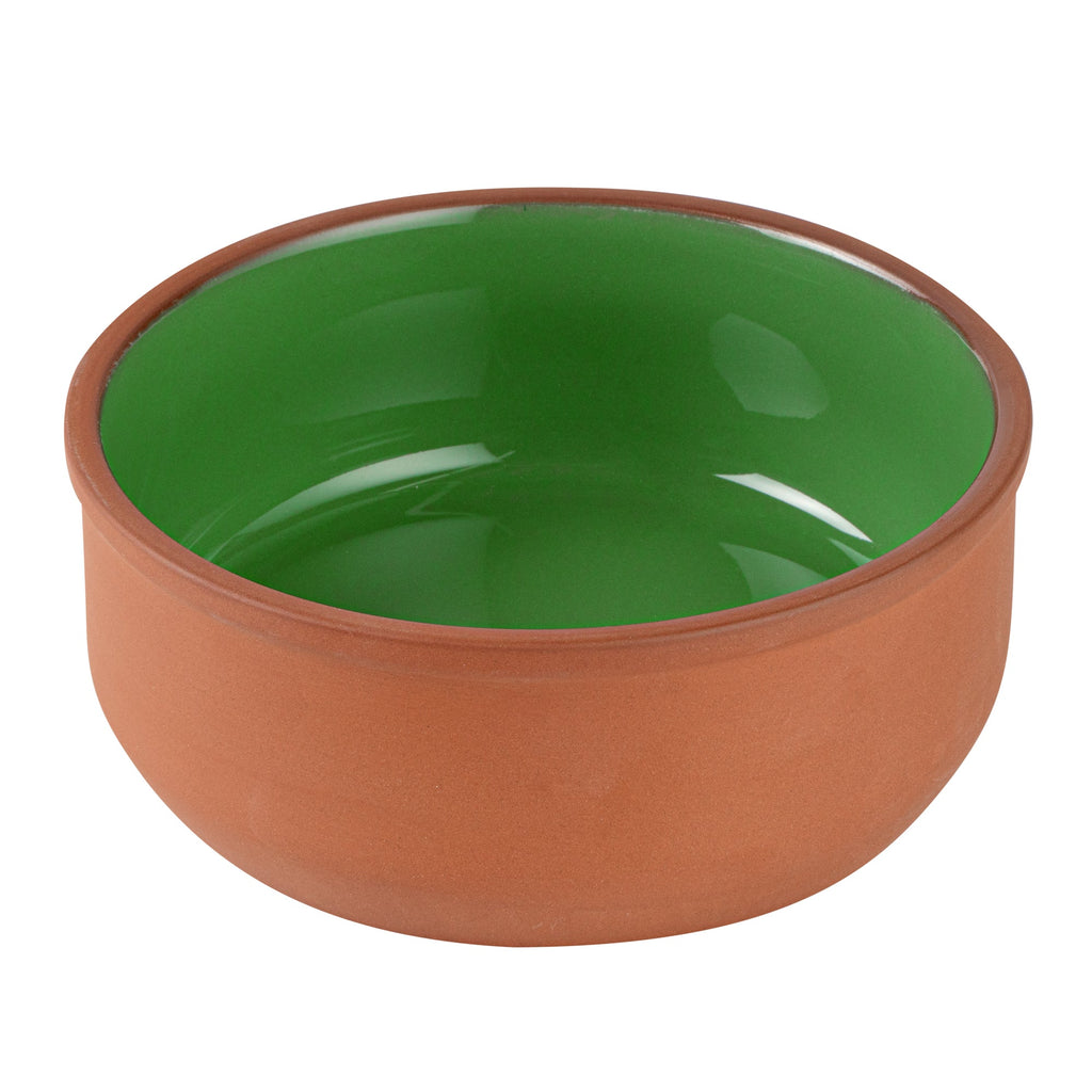 Terra Tek 27 oz Terracotta Cazuela Bowl - Green Glazed Interior, Oven-Safe, Microwave-Safe - 6 1/4'' x 6 1/4'' x 2 1/2'' - 10 count box
