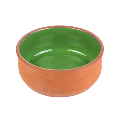 Terra Tek 27 oz Terracotta Cazuela Bowl - Green Glazed Interior, Oven-Safe, Microwave-Safe - 6 1/4'' x 6 1/4'' x 2 1/2'' - 10 count box