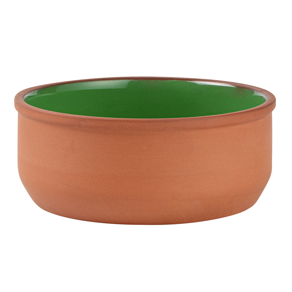 Terra Tek 27 oz Terracotta Cazuela Bowl - Green Glazed Interior, Oven-Safe, Microwave-Safe - 6 1/4'' x 6 1/4'' x 2 1/2'' - 10 count box