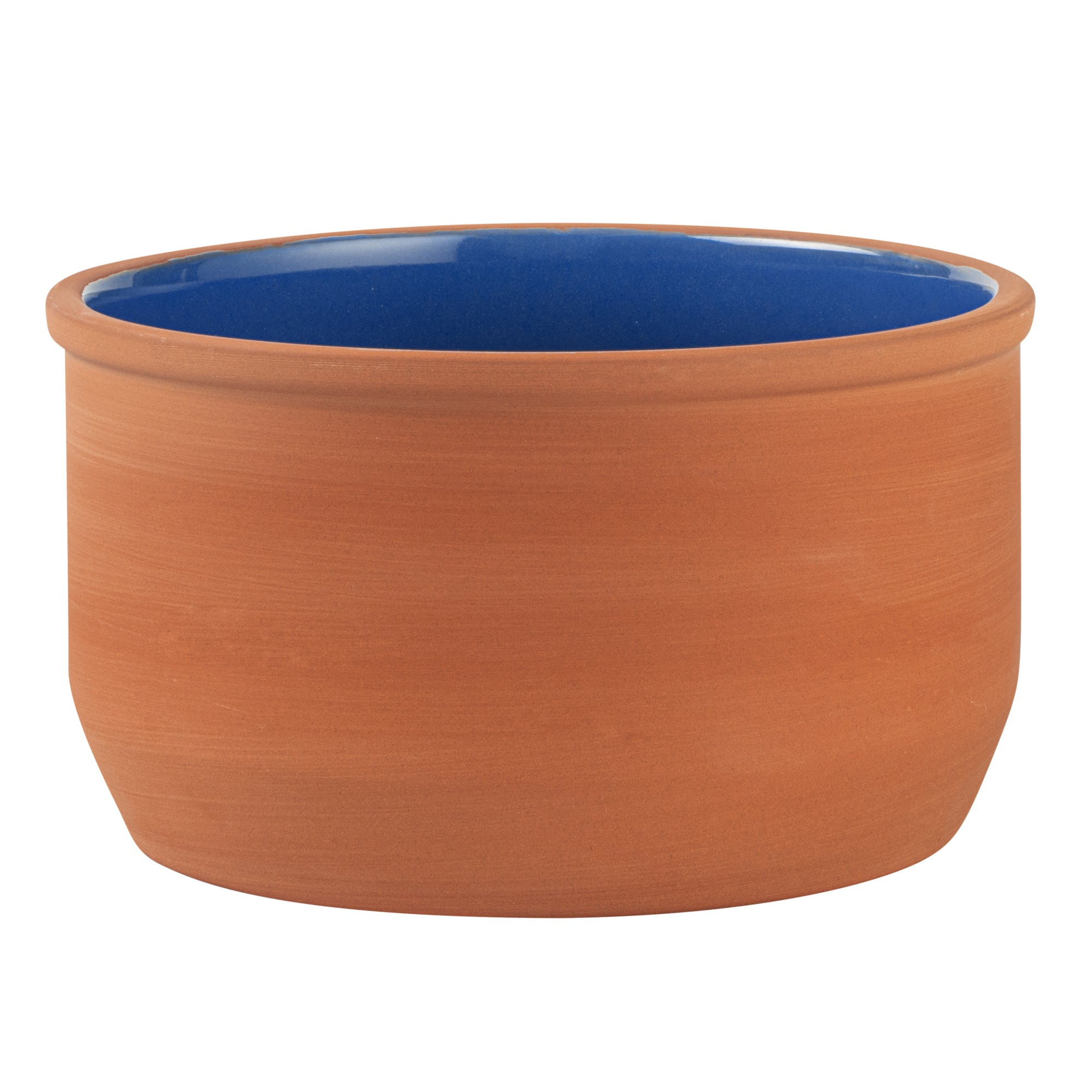 Terra Tek 34 oz Terracotta Cazuela Bowl - Blue Glazed Interior, Oven-Safe, Microwave-Safe - 6 1/4" x 6 1/4" x 3 1/2" - 2 count box