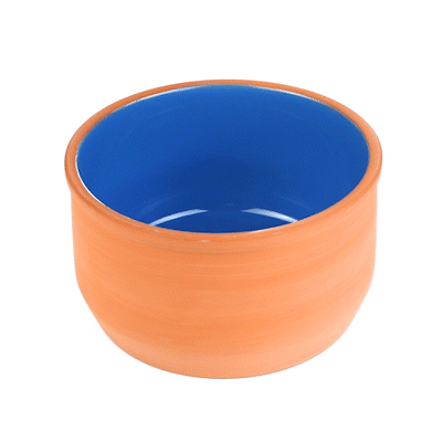 Terra Tek 34 oz Terracotta Cazuela Bowl - Blue Glazed Interior, Oven-Safe, Microwave-Safe - 6 1/4" x 6 1/4" x 3 1/2" - 10 count box