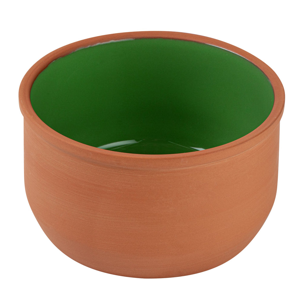 Terra Tek 34 oz Terracotta Cazuela Bowl - Green Glazed Interior, Oven-Safe, Microwave-Safe - 6 1/4" x 6 1/4" x 3 1/2" - 2 count box