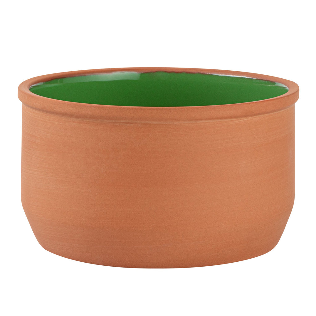 Terra Tek 34 oz Terracotta Cazuela Bowl - Green Glazed Interior, Oven-Safe, Microwave-Safe - 6 1/4" x 6 1/4" x 3 1/2" - 10 count box