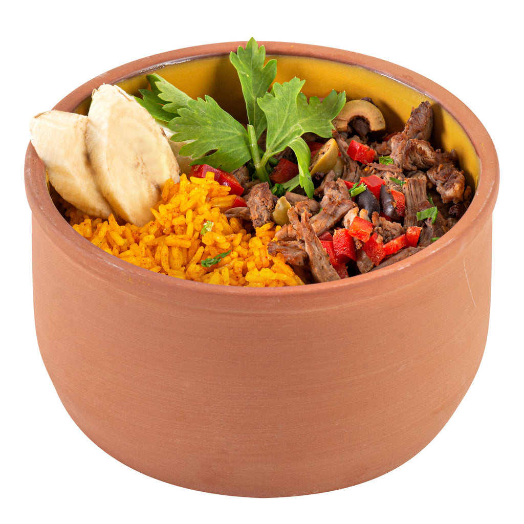 Terra Tek 34 oz Terracotta Cazuela Bowl - Yellow Glazed Interior, Oven-Safe, Microwave-Safe - 6 1/4" x 6 1/4" x 3 1/2" - 2 count box