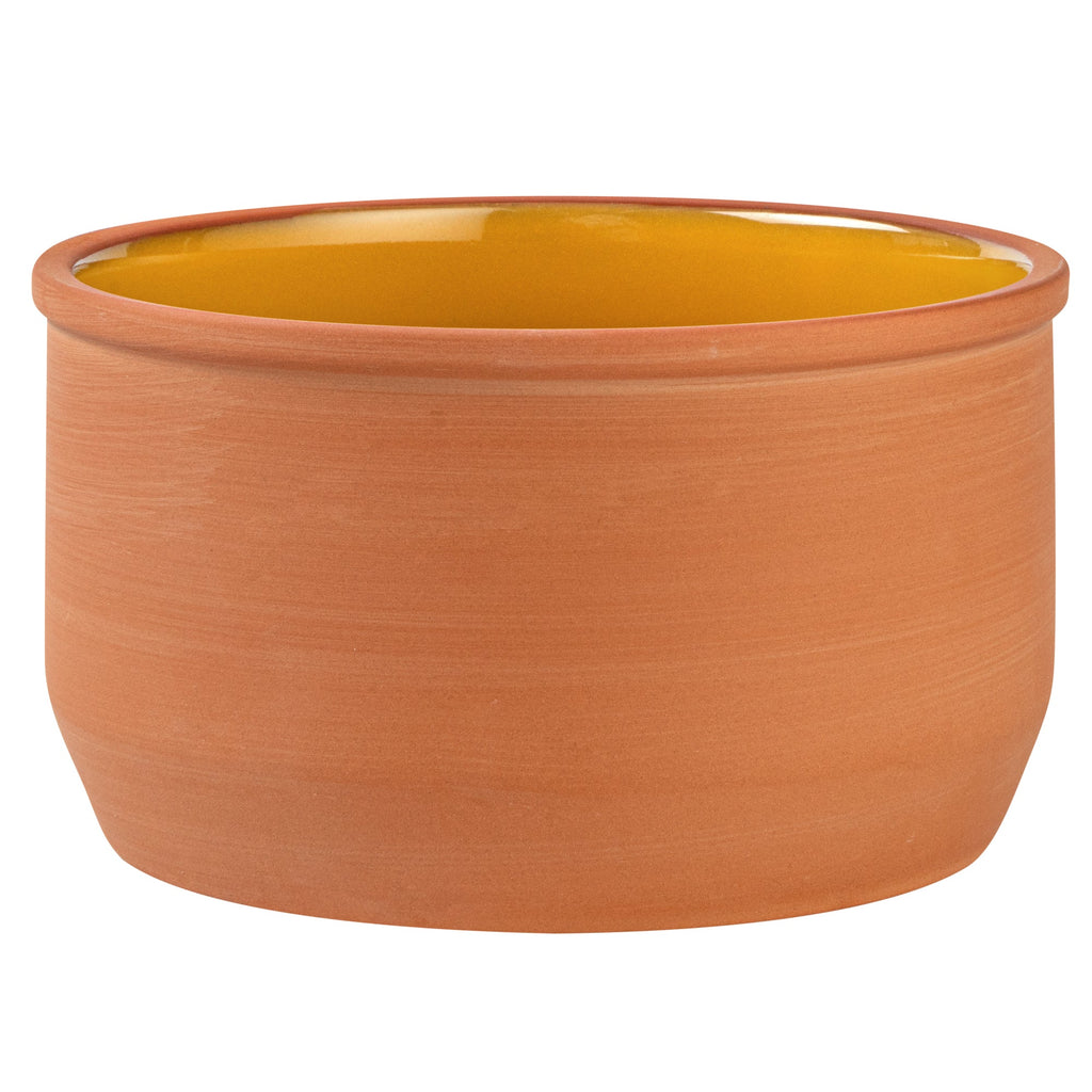 Terra Tek 34 oz Terracotta Cazuela Bowl - Yellow Glazed Interior, Oven-Safe, Microwave-Safe - 6 1/4" x 6 1/4" x 3 1/2" - 2 count box