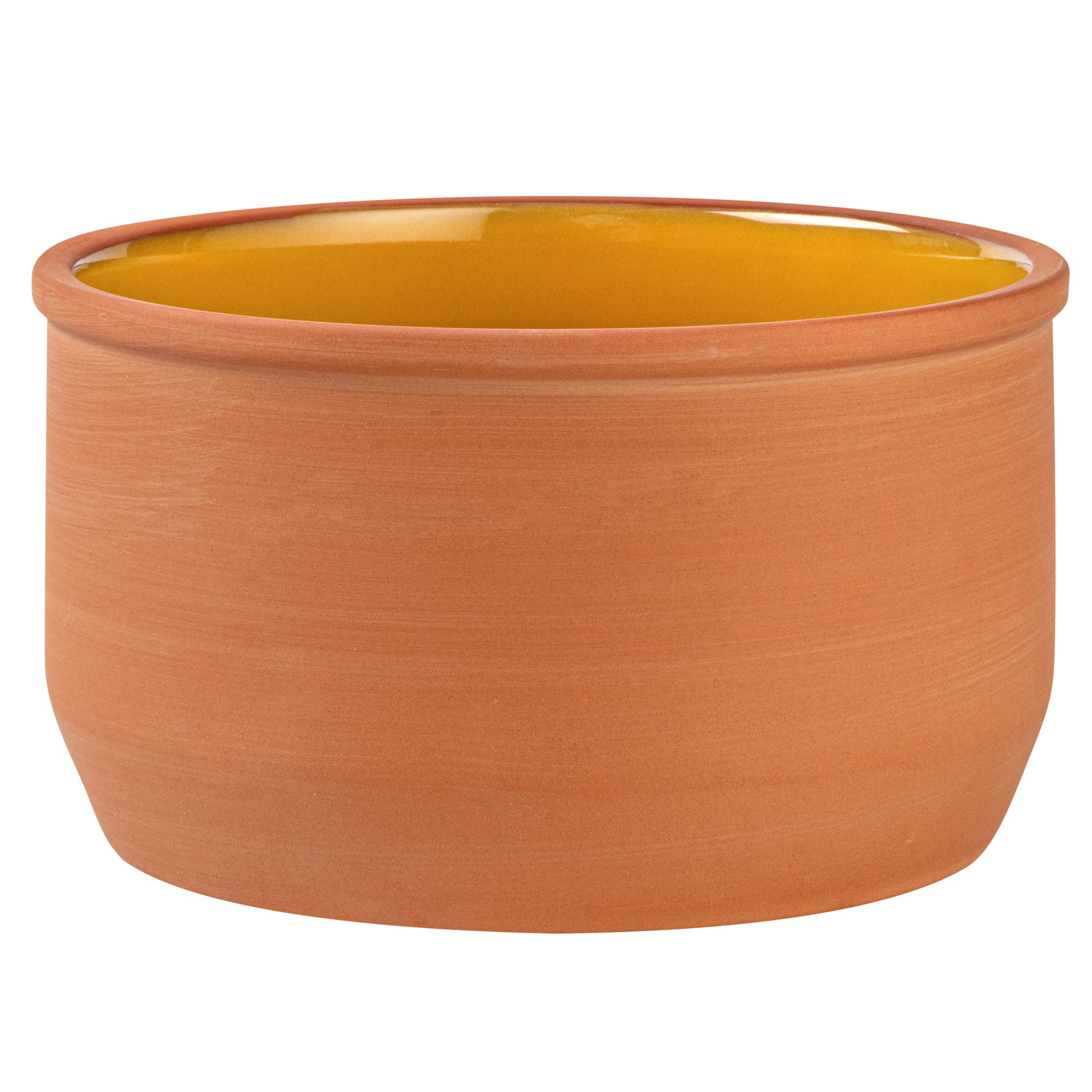 Terra Tek 34 oz Terracotta Cazuela Bowl - Yellow Glazed Interior, Oven-Safe, Microwave-Safe - 6 1/4" x 6 1/4" x 3 1/2" - 10 count box