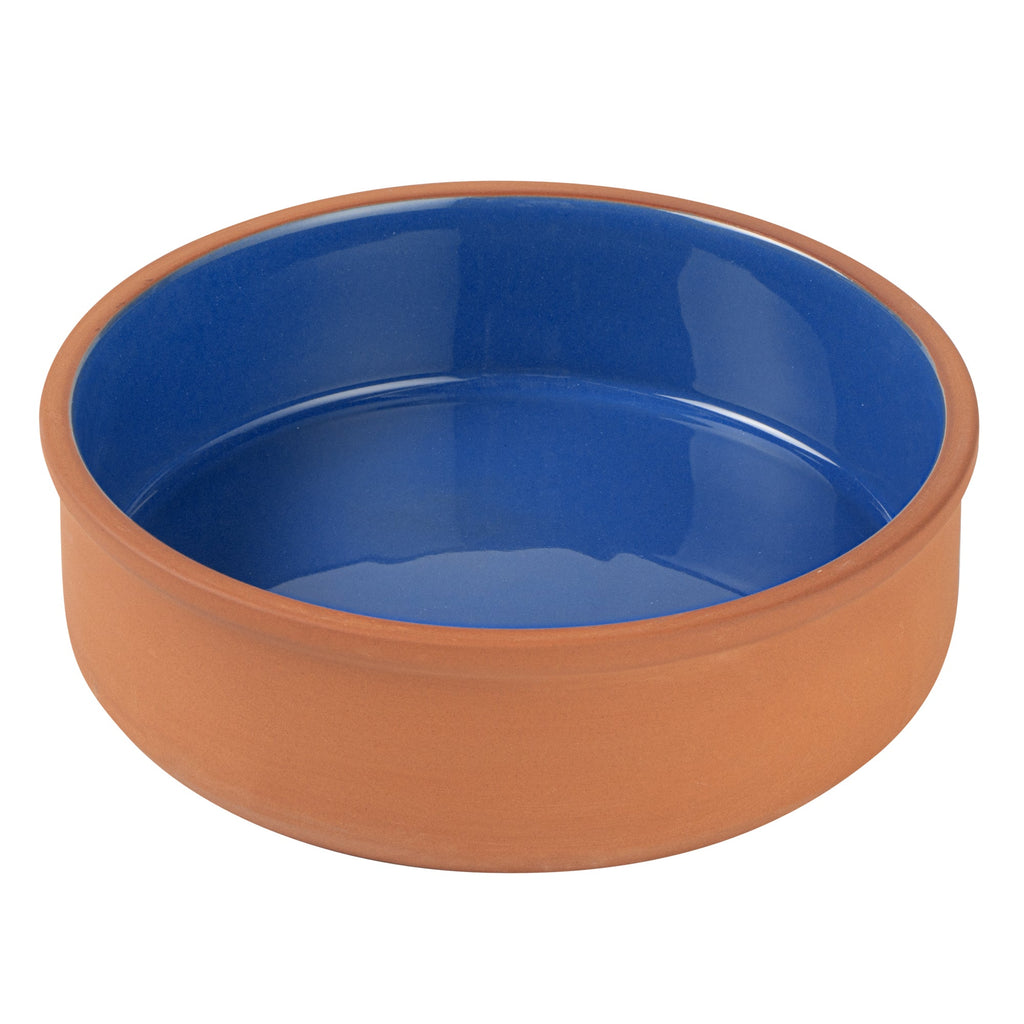 Terra Tek 34 oz Terracotta Cazuela Bowl - Blue Glazed Interior, Oven-Safe, Microwave-Safe - 7 1/2'' x 7 1/2'' x 2 1/4'' - 2 count box