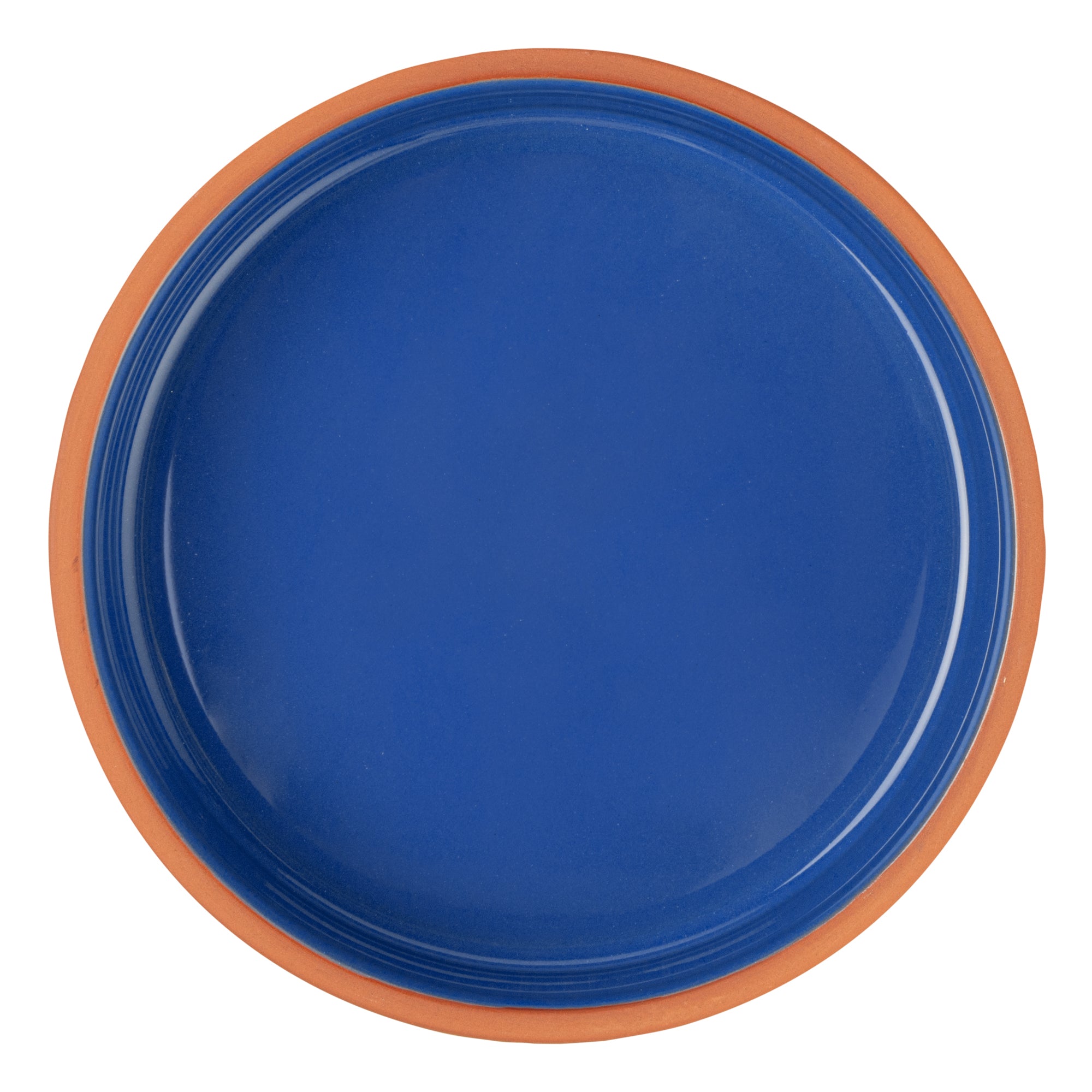 Terra Tek 34 oz Terracotta Cazuela Bowl - Blue Glazed Interior, Oven-Safe, Microwave-Safe - 7 1/2'' x 7 1/2'' x 2 1/4'' - 10 count box