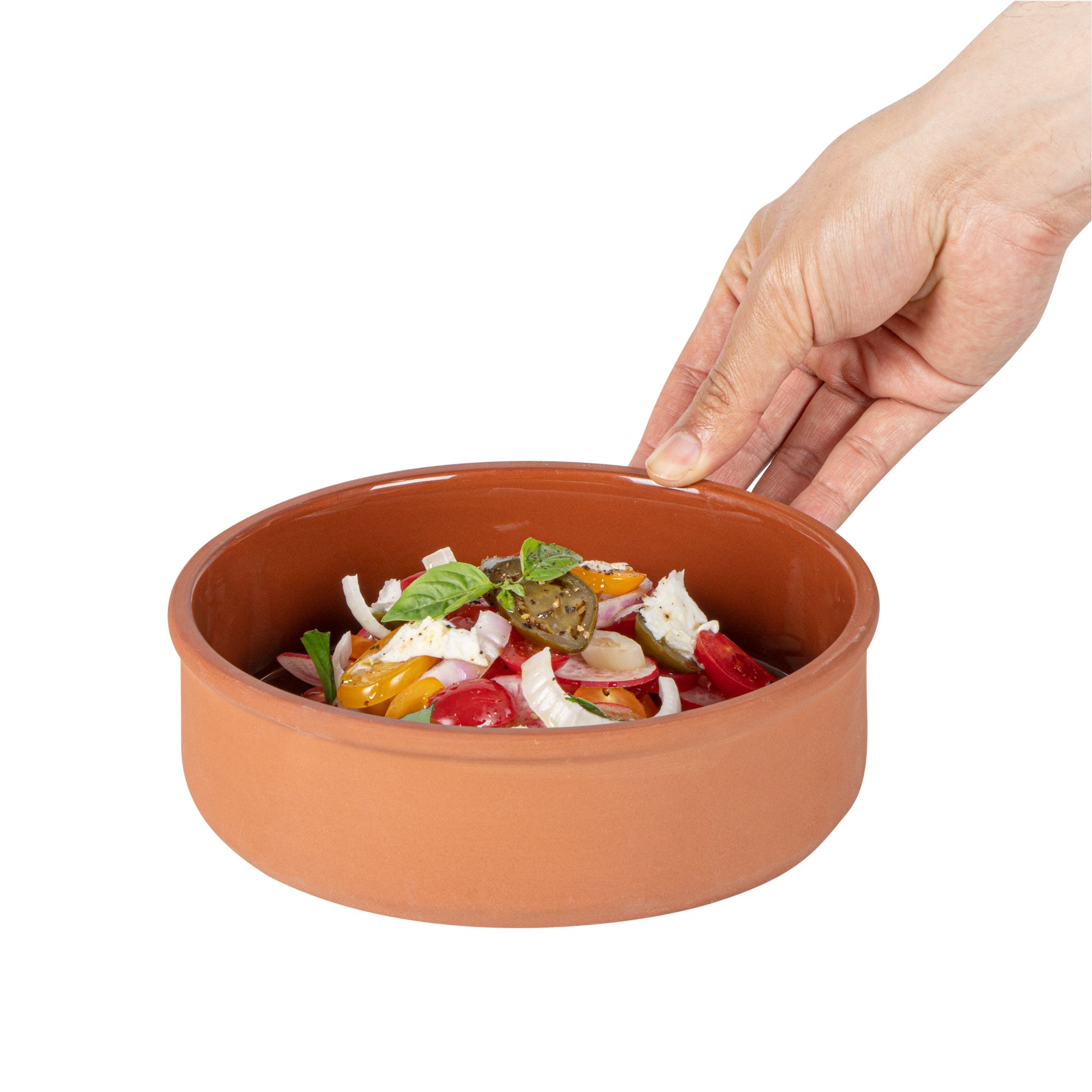 Terra Tek 34 oz Terracotta Cazuela Bowl - Brown Glazed Interior, Oven-Safe, Microwave-Safe - 7 1/2'' x 7 1/2'' x 2 1/4'' - 2 count box