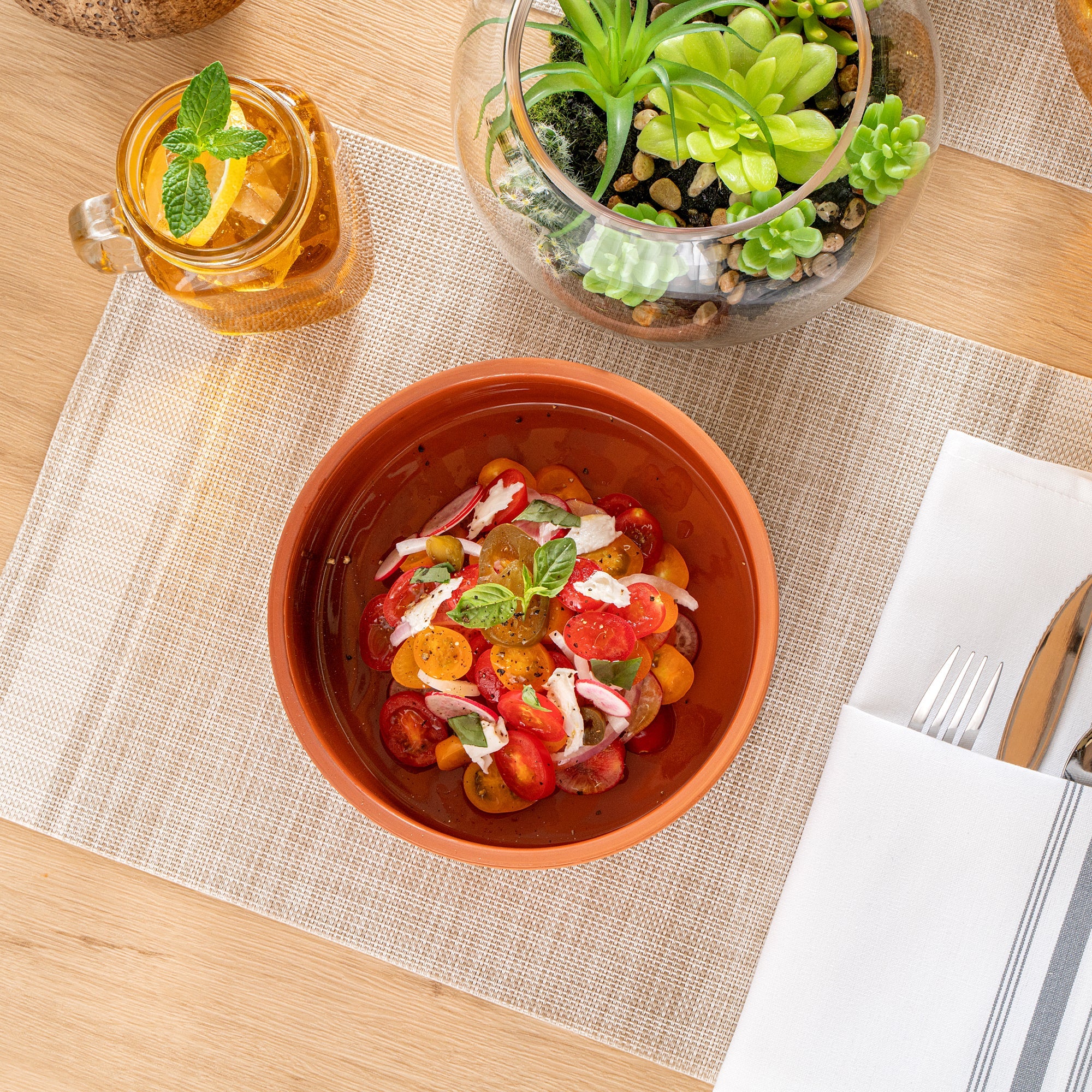 Terra Tek 34 oz Terracotta Cazuela Bowl - Brown Glazed Interior, Oven-Safe, Microwave-Safe - 7 1/2'' x 7 1/2'' x 2 1/4'' - 10 count box