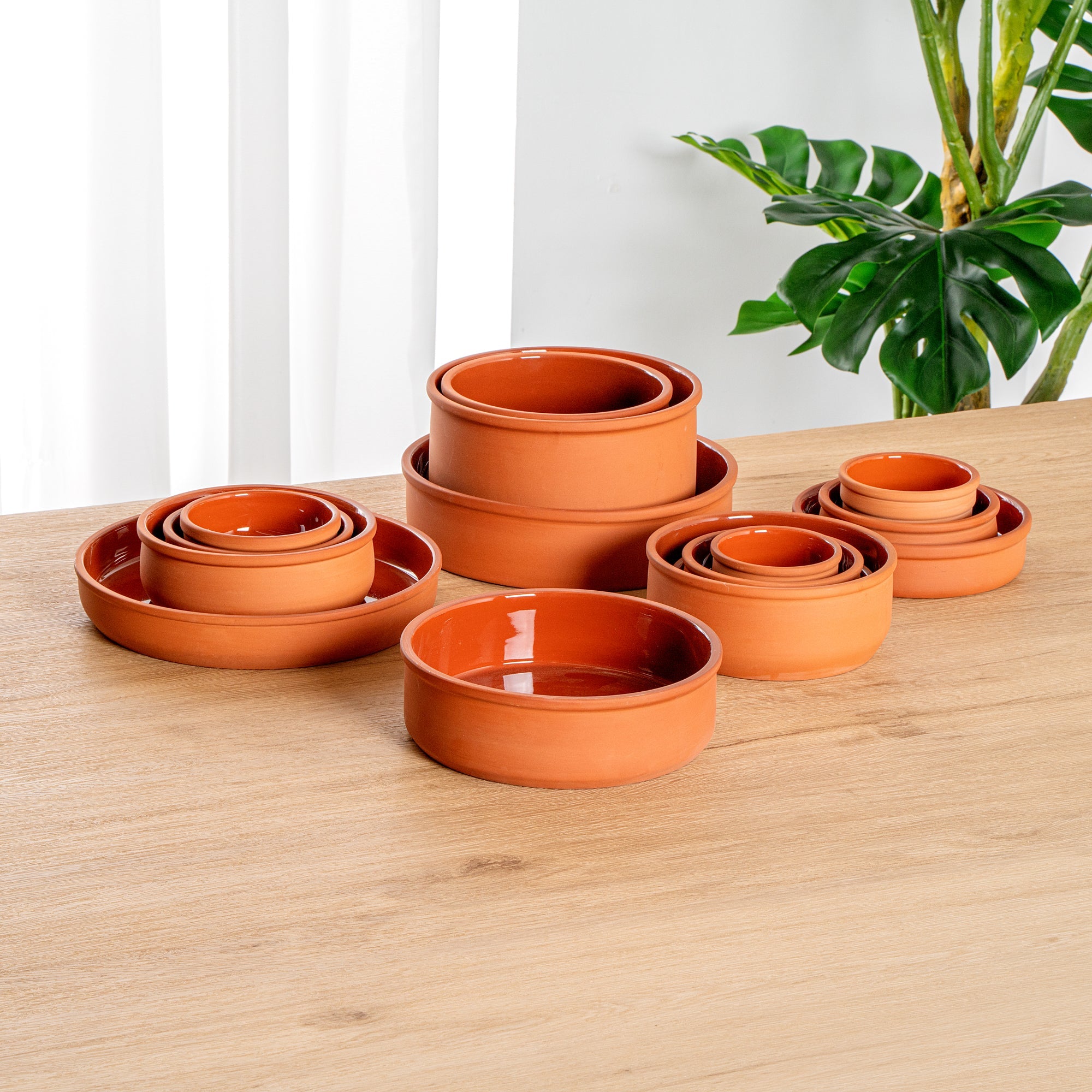 Terra Tek 34 oz Terracotta Cazuela Bowl - Brown Glazed Interior, Oven-Safe, Microwave-Safe - 7 1/2'' x 7 1/2'' x 2 1/4'' - 10 count box