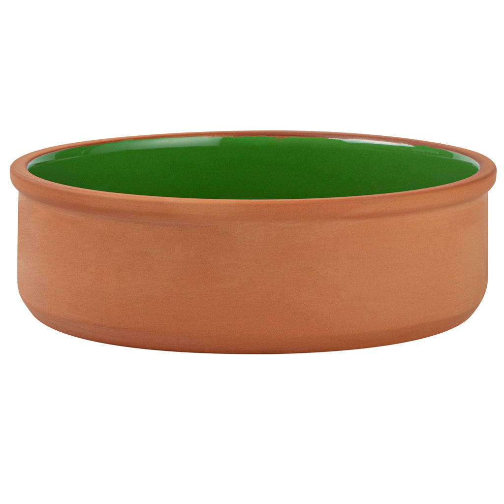 Terra Tek 34 oz Terracotta Cazuela Bowl - Green Glazed Interior, Oven-Safe, Microwave-Safe - 7 1/2'' x 7 1/2'' x 2 1/4'' - 2 count box
