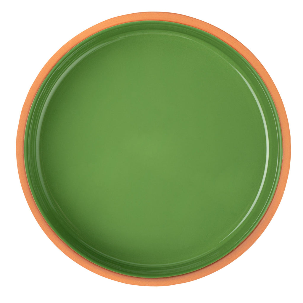 Terra Tek 34 oz Terracotta Cazuela Bowl - Green Glazed Interior, Oven-Safe, Microwave-Safe - 7 1/2'' x 7 1/2'' x 2 1/4'' - 10 count box