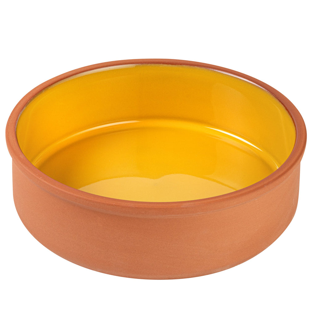 Terra Tek 34 oz Terracotta Cazuela Bowl - Yellow Glazed Interior, Oven-Safe, Microwave-Safe - 7 1/2'' x 7 1/2'' x 2 1/4'' - 2 count box