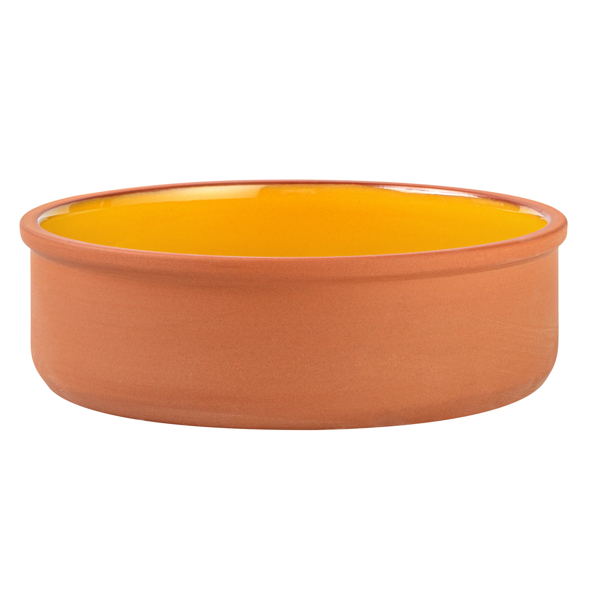 Terra Tek 34 oz Terracotta Cazuela Bowl - Yellow Glazed Interior, Oven-Safe, Microwave-Safe - 7 1/2'' x 7 1/2'' x 2 1/4'' - 2 count box