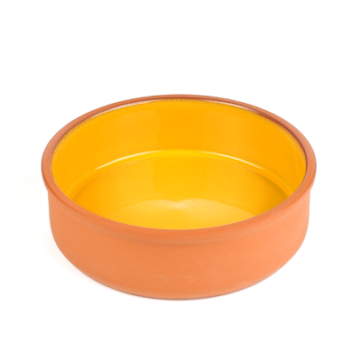 Terra Tek 34 oz Terracotta Cazuela Bowl - Yellow Glazed Interior, Oven-Safe, Microwave-Safe - 7 1/2'' x 7 1/2'' x 2 1/4'' - 10 count box