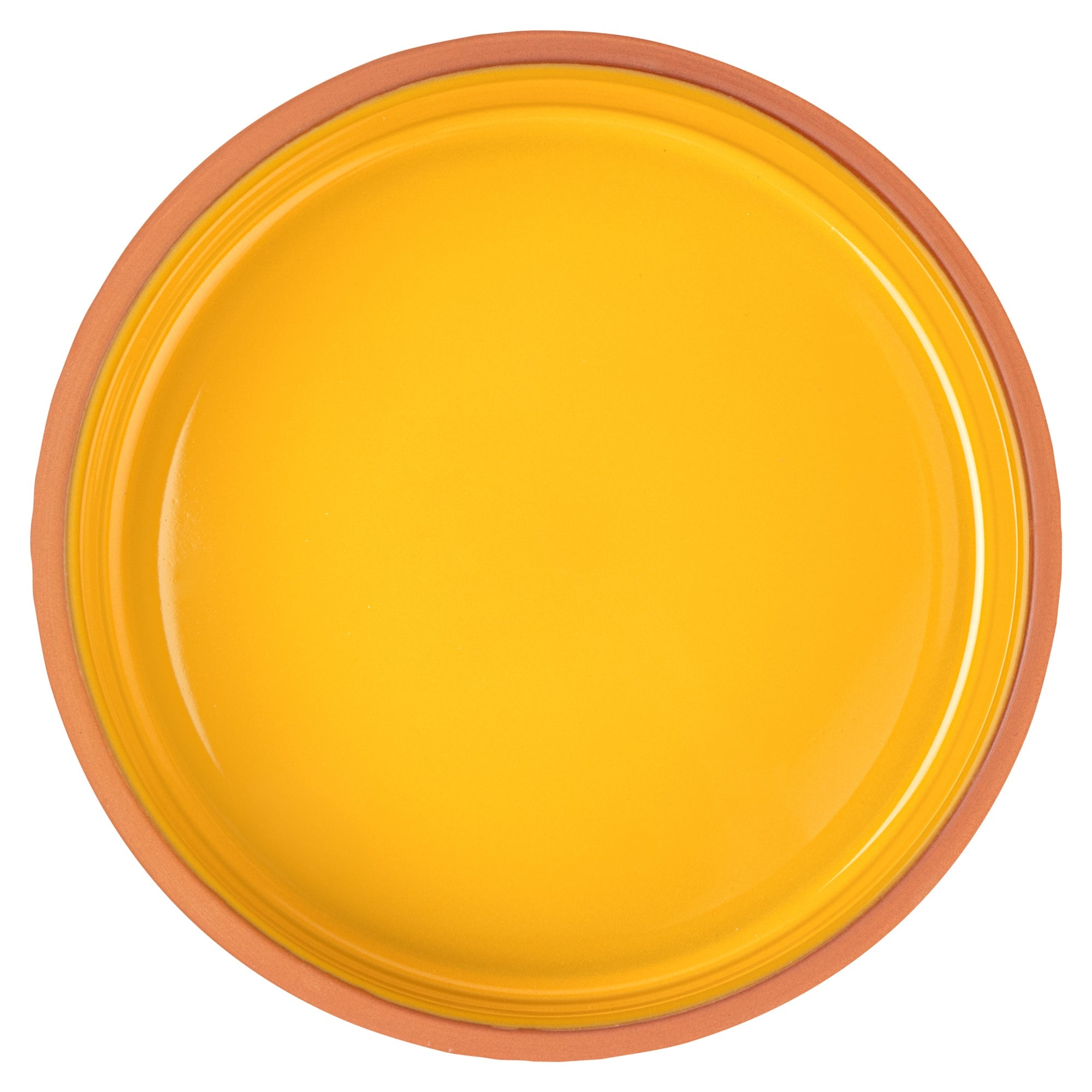 Terra Tek 34 oz Terracotta Cazuela Bowl - Yellow Glazed Interior, Oven-Safe, Microwave-Safe - 7 1/2'' x 7 1/2'' x 2 1/4'' - 10 count box