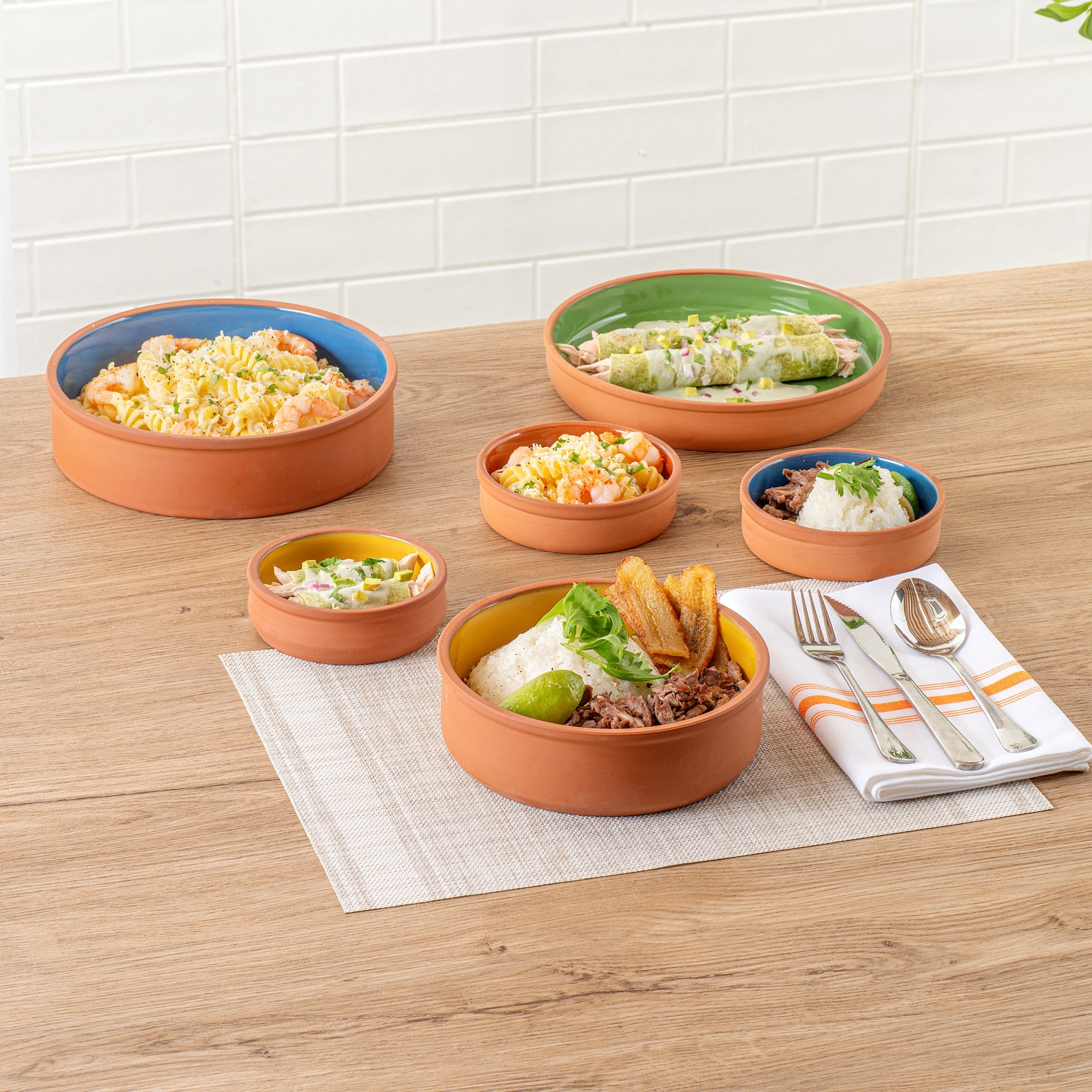 Terra Tek 34 oz Terracotta Cazuela Bowl - Yellow Glazed Interior, Oven-Safe, Microwave-Safe - 7 1/2'' x 7 1/2'' x 2 1/4'' - 10 count box