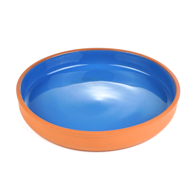 Terra Tek 34 oz Terracotta Cazuela Bowl - Blue Glazed Interior, Oven-Safe, Microwave-Safe - 9 1/4'' x 9 1/4'' x 1 1/2'' - 2 count box