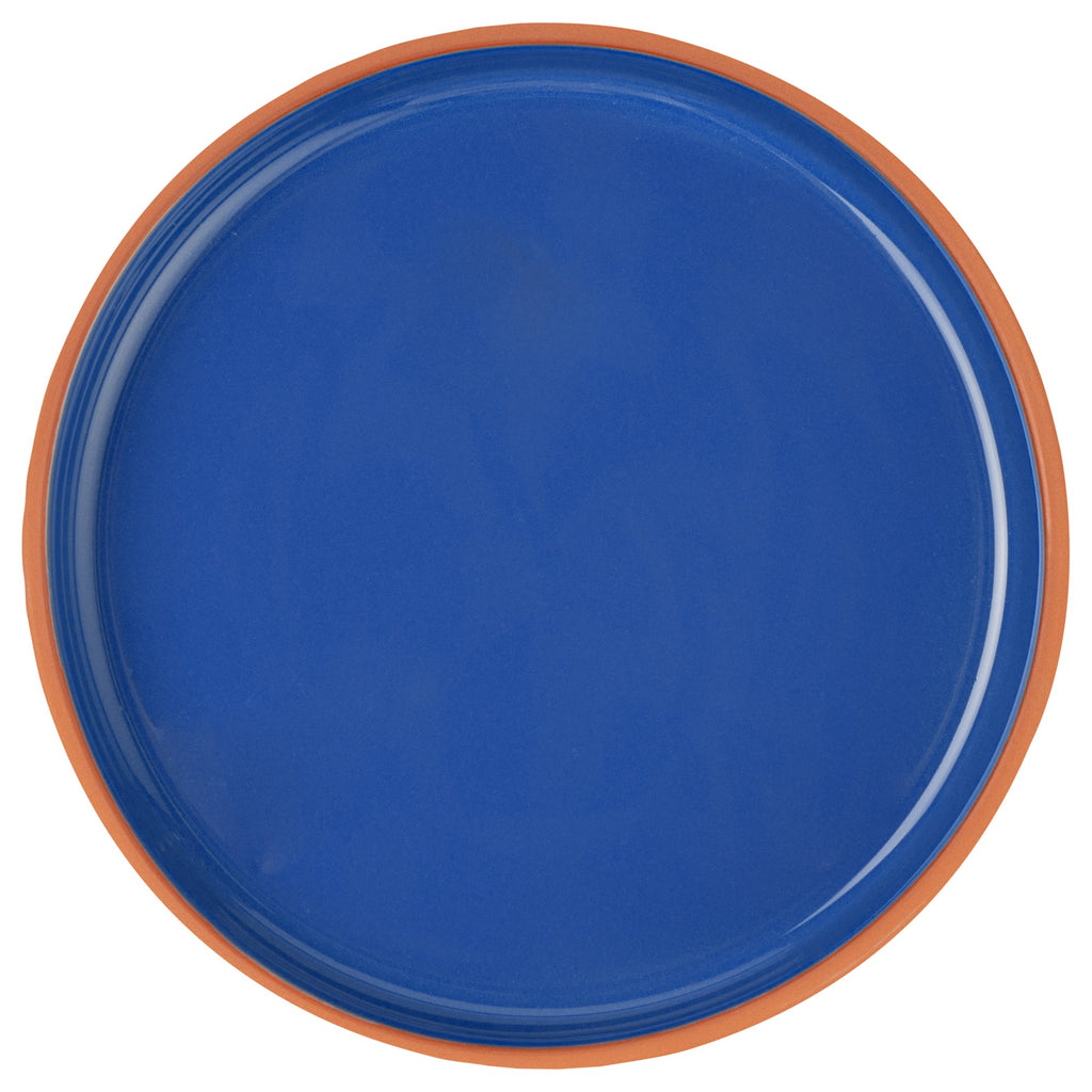 Terra Tek 34 oz Terracotta Cazuela Bowl - Blue Glazed Interior, Oven-Safe, Microwave-Safe - 9 1/4'' x 9 1/4'' x 1 1/2'' - 2 count box