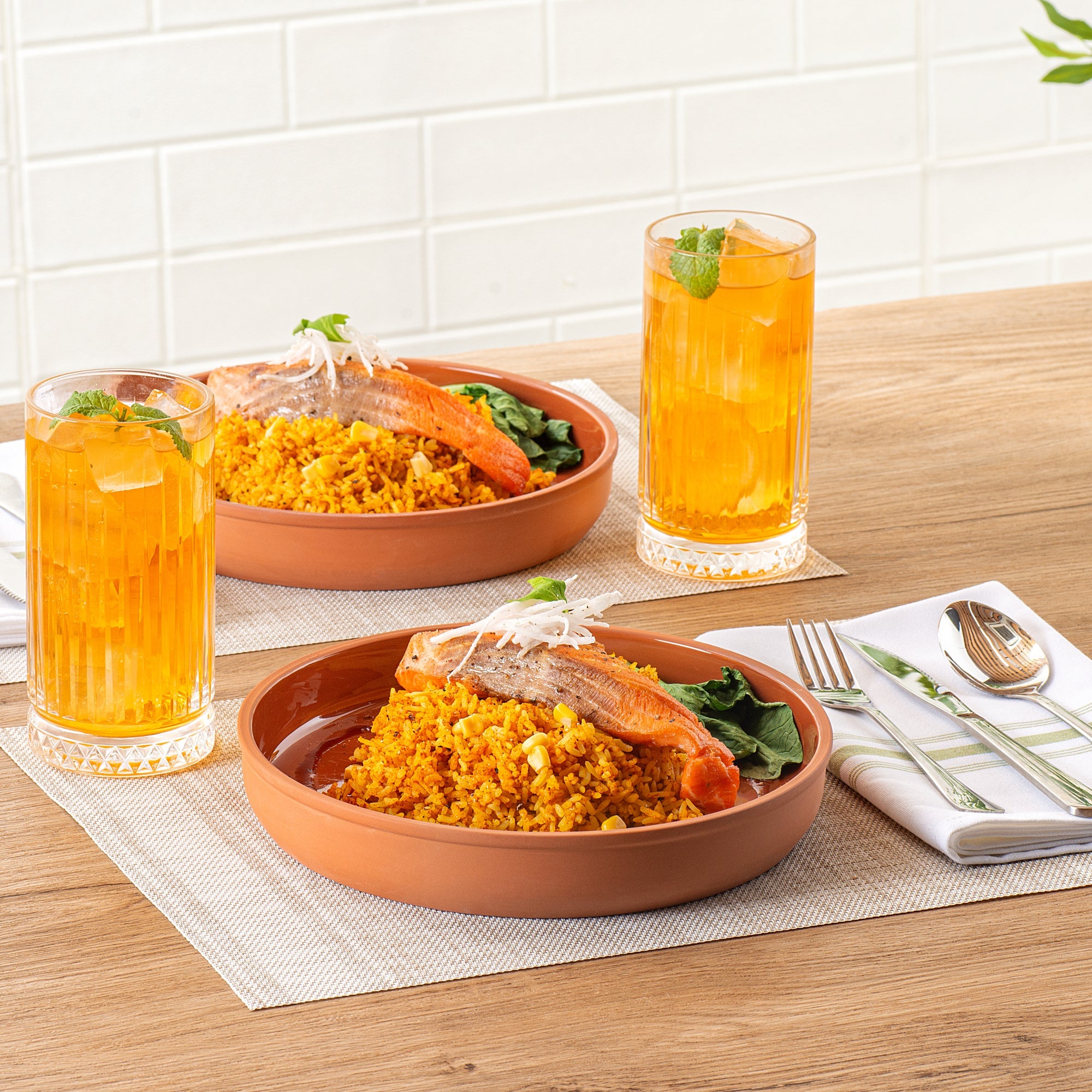 Terra Tek 34 oz Terracotta Cazuela Bowl - Brown Glazed Interior, Oven-Safe, Microwave-Safe - 9 1/4'' x 9 1/4'' x 1 1/2'' - 10 count box